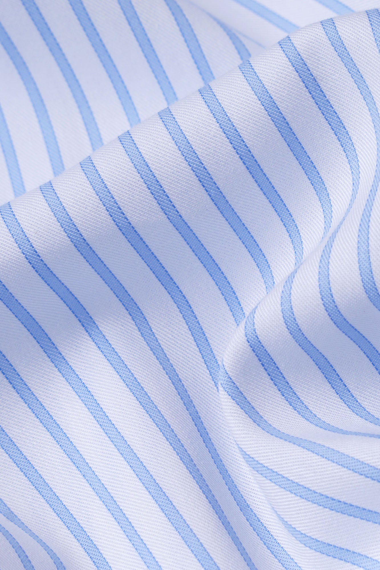 Light Blue Striped Twill Shirt - Slim Fit