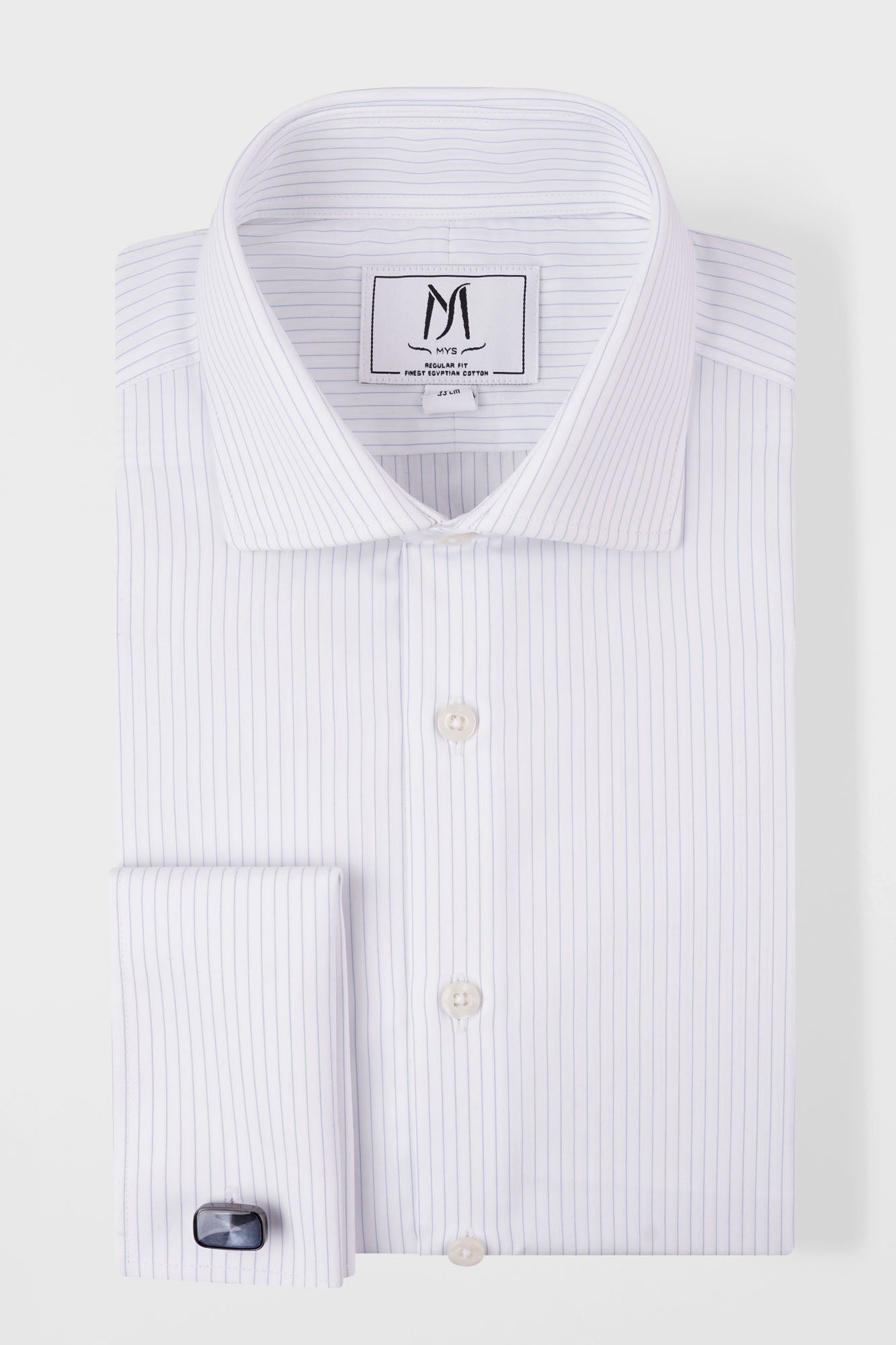Light Blue Pin Stripe Double Cuff Non-Iron Shirt - Regular Fit