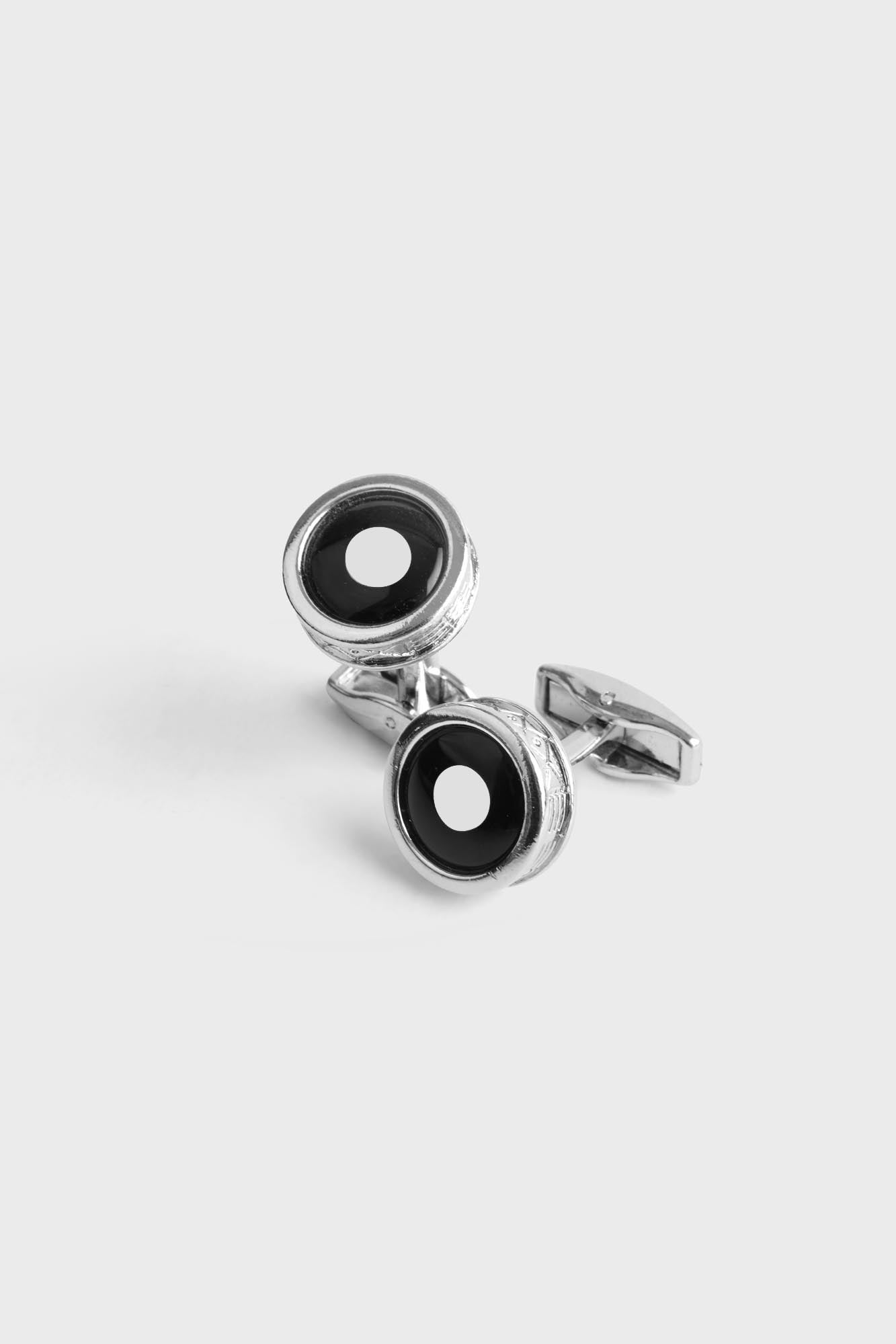 Black Onyx Bullseye Round Cufflinks