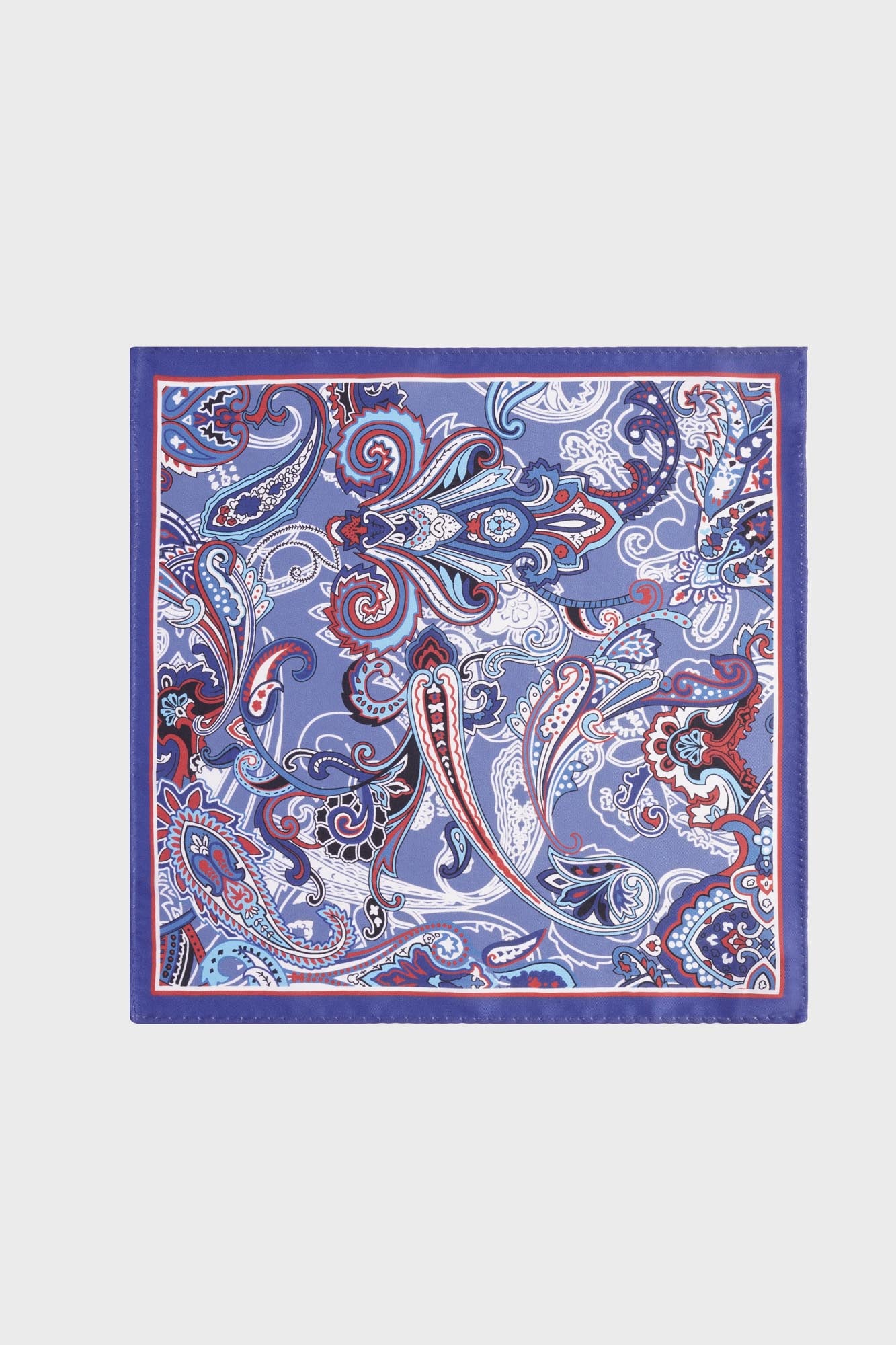 Blue and Red  Geometric Foulard Pocket Square