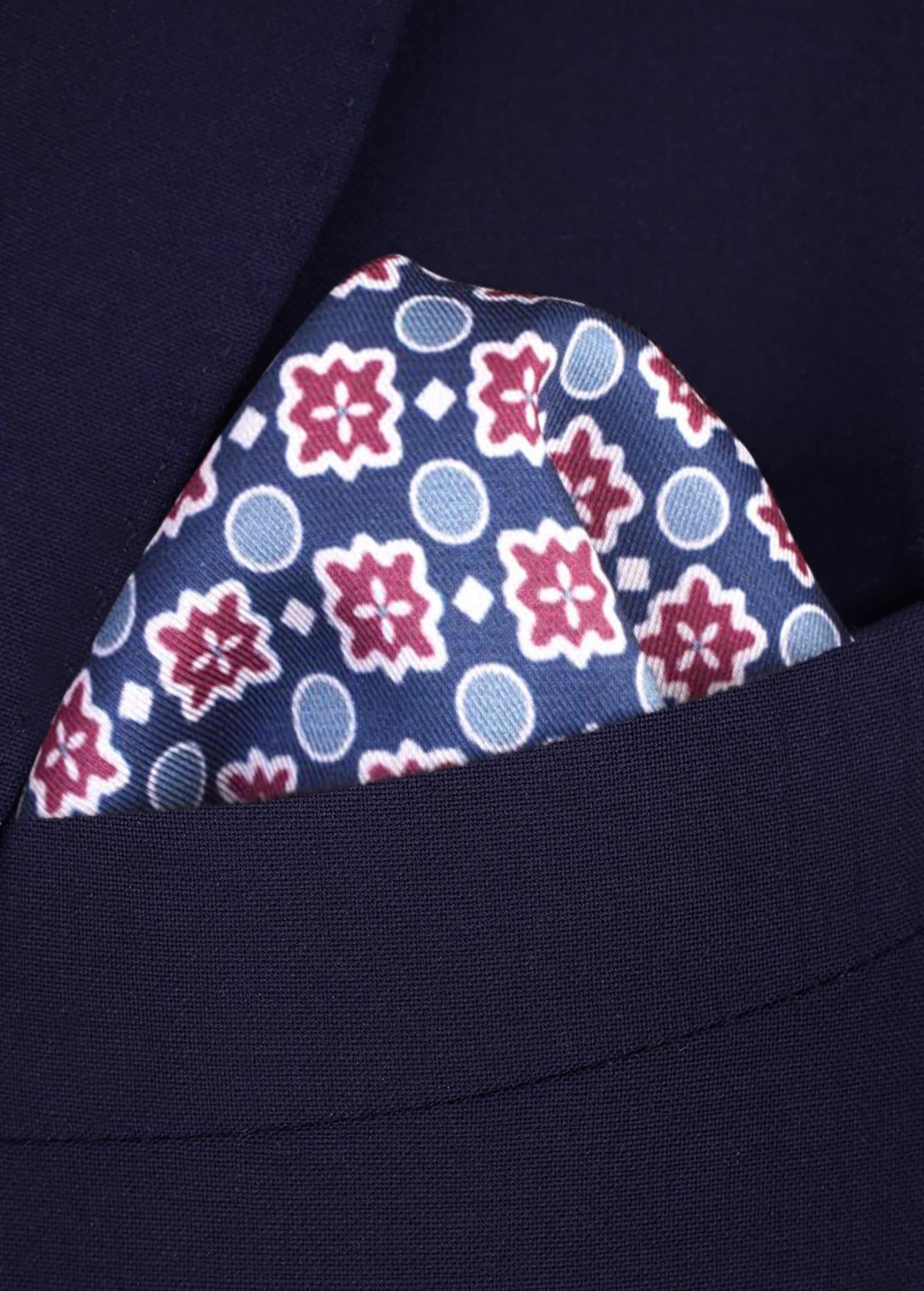 Navy Blue Intricate Paisley Pocket Square