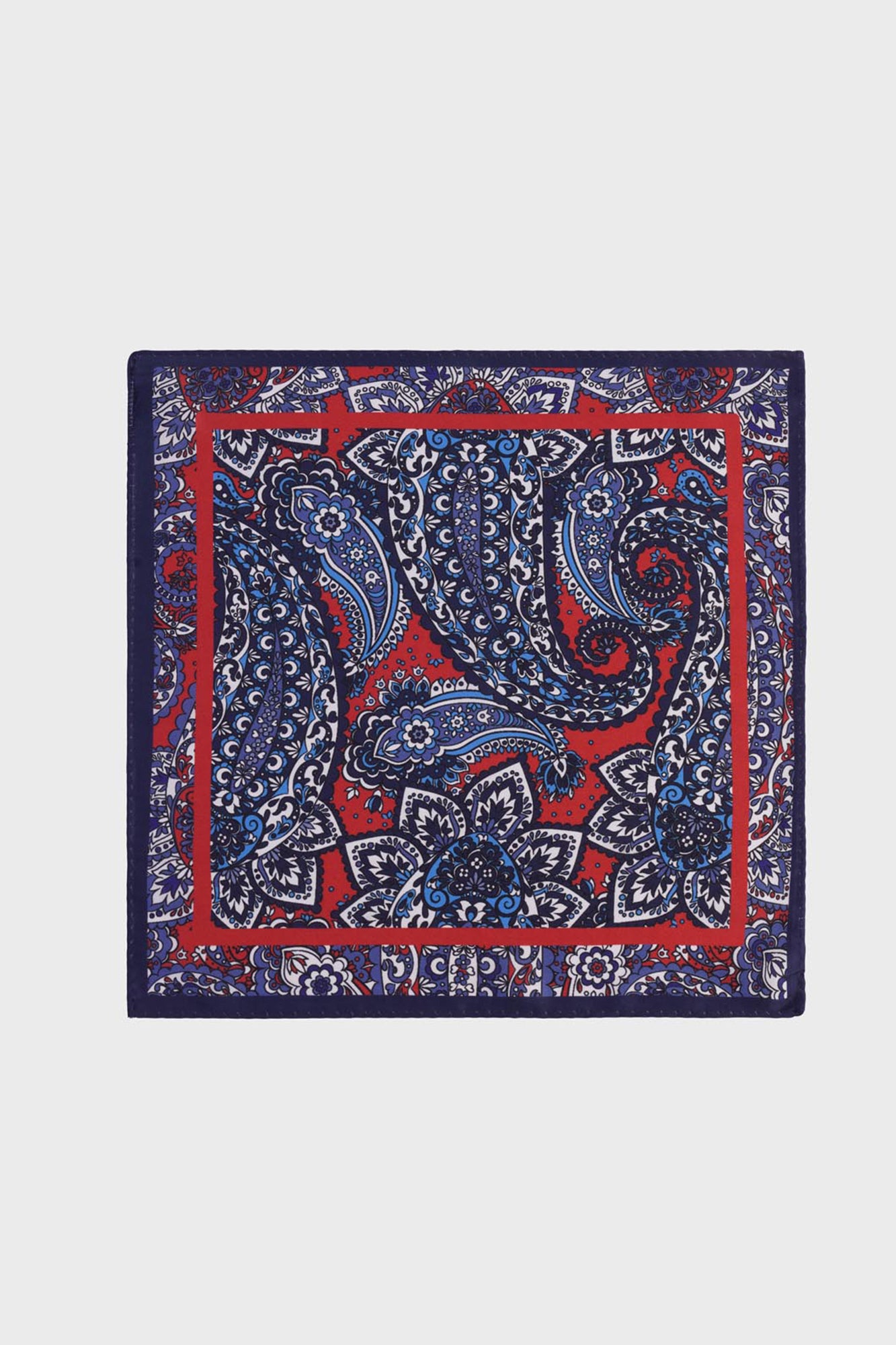 Orange and Blue Ornamental Paisley Pocket Square