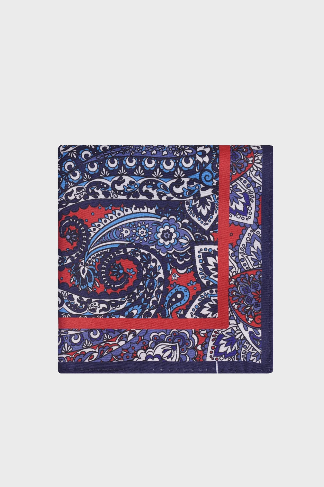Orange and Blue Ornamental Paisley Pocket Square