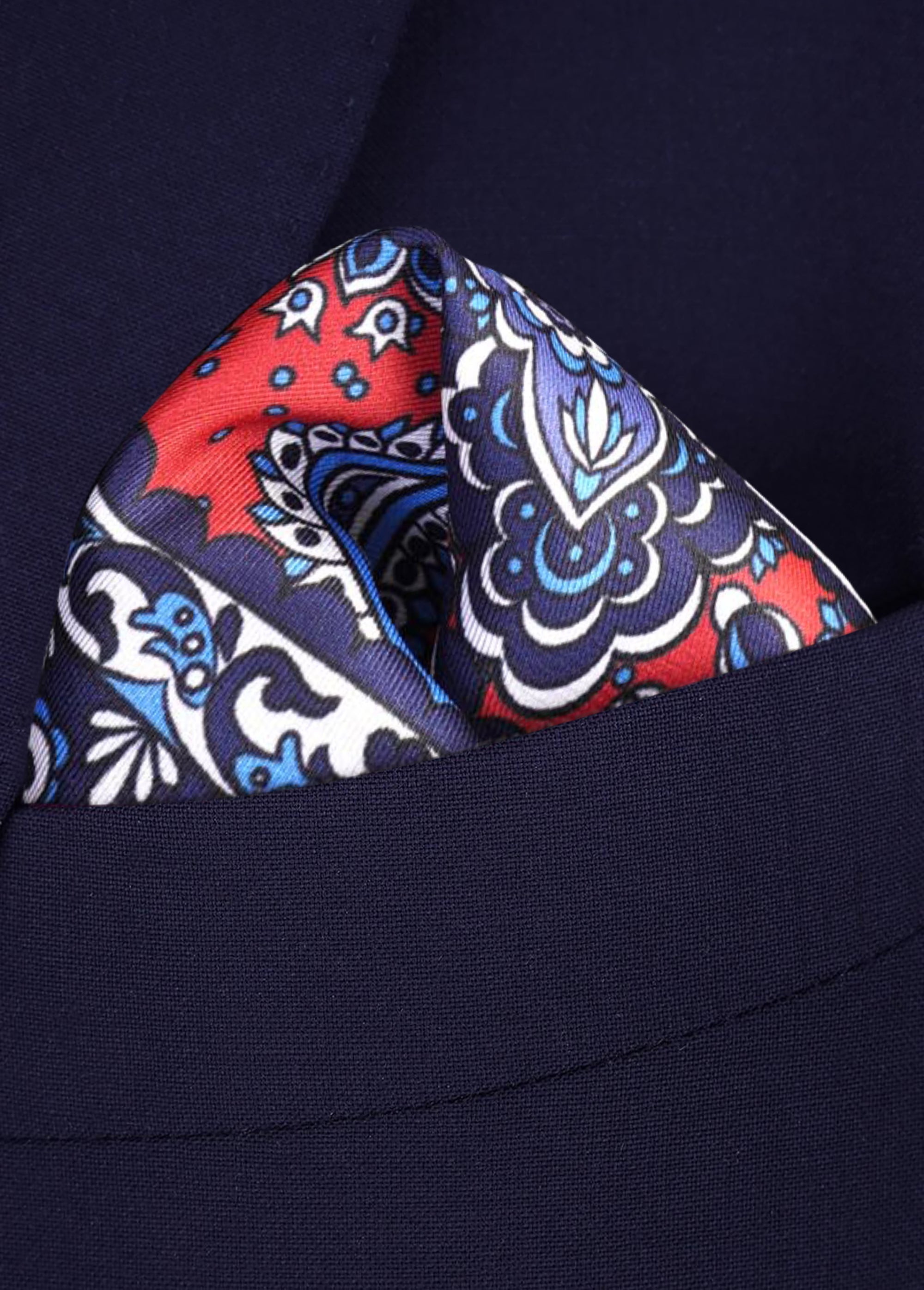 Orange and Blue Ornamental Paisley Pocket Square