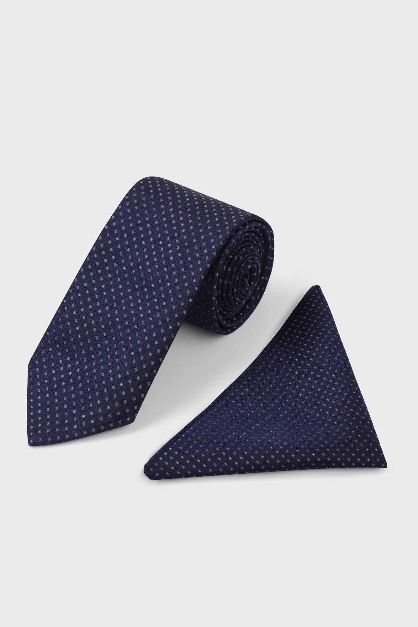 Dark Navy Pin-Dot Tie Set