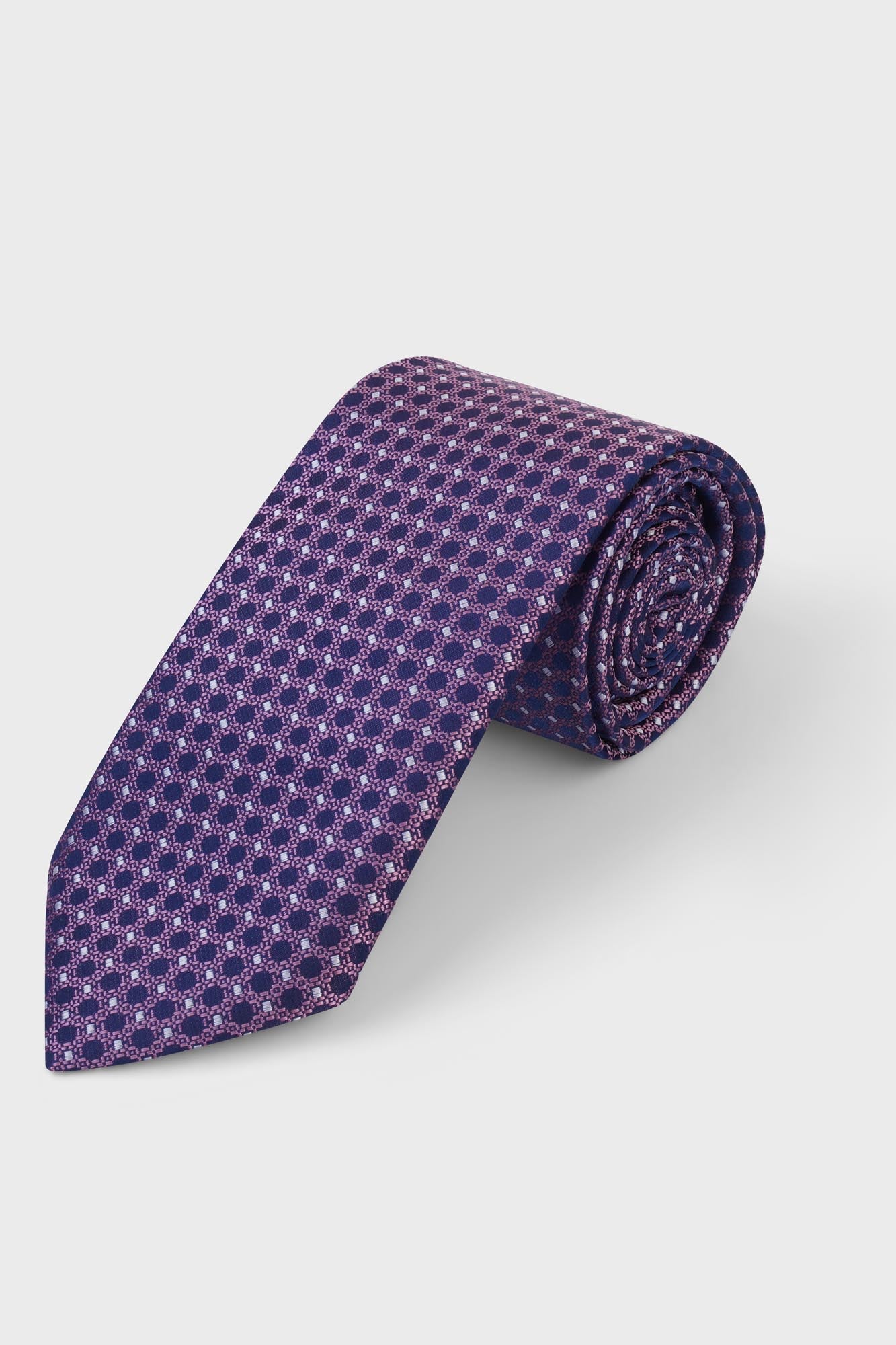 Pink Geometric Medallion Tie Set