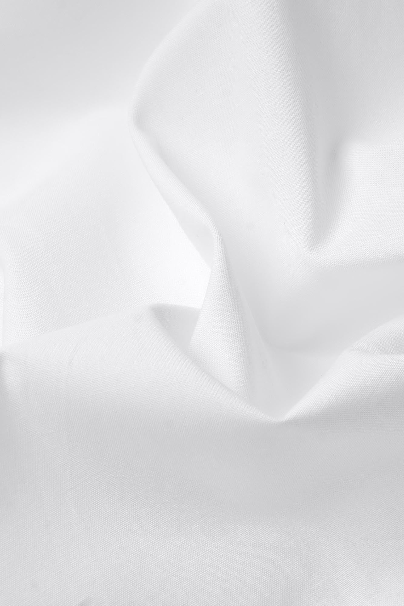 White Poplin Stretch Hidden Button-Down Shirt