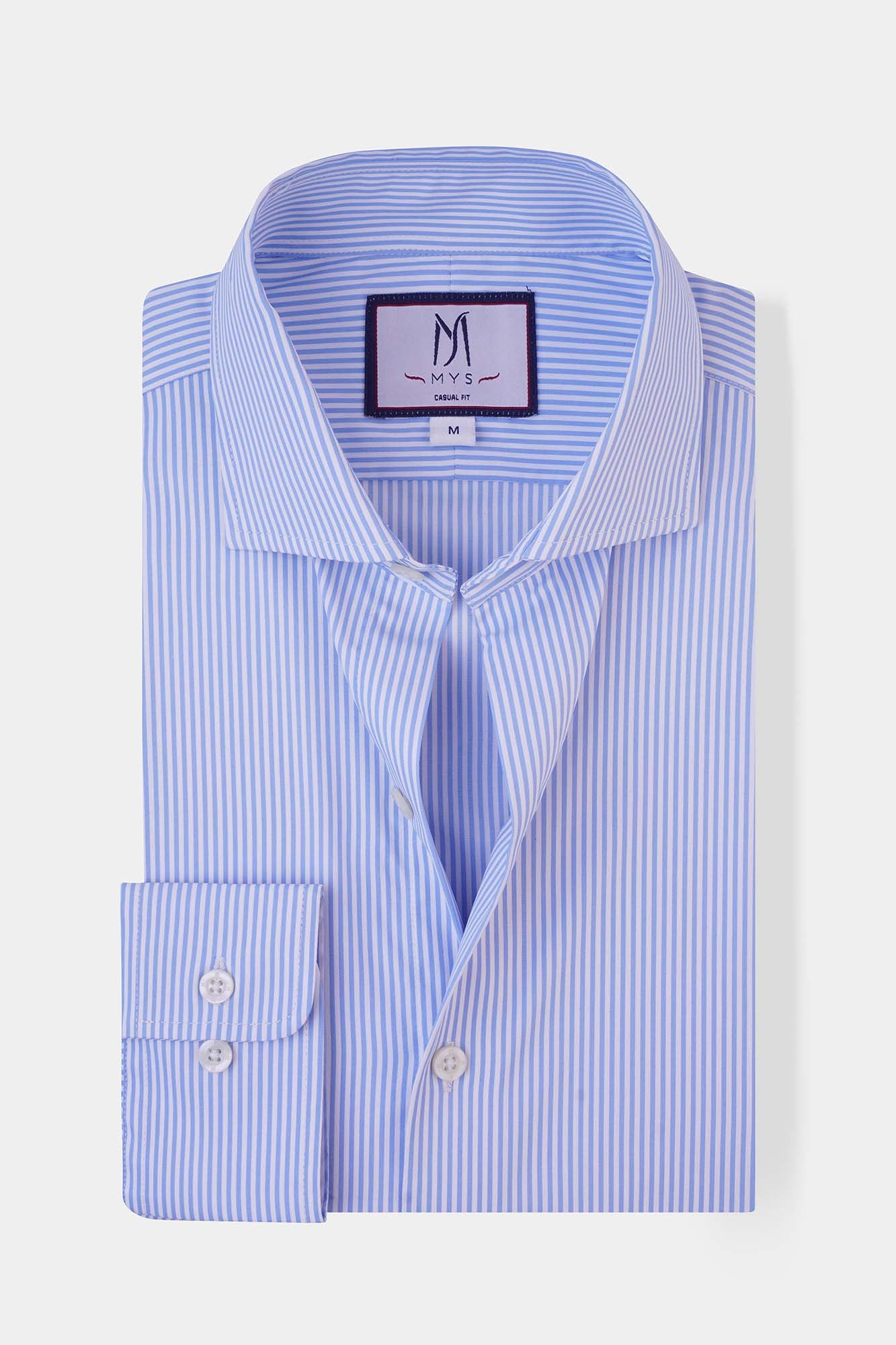 Light Blue Striped Micro-Lycra Shirt
