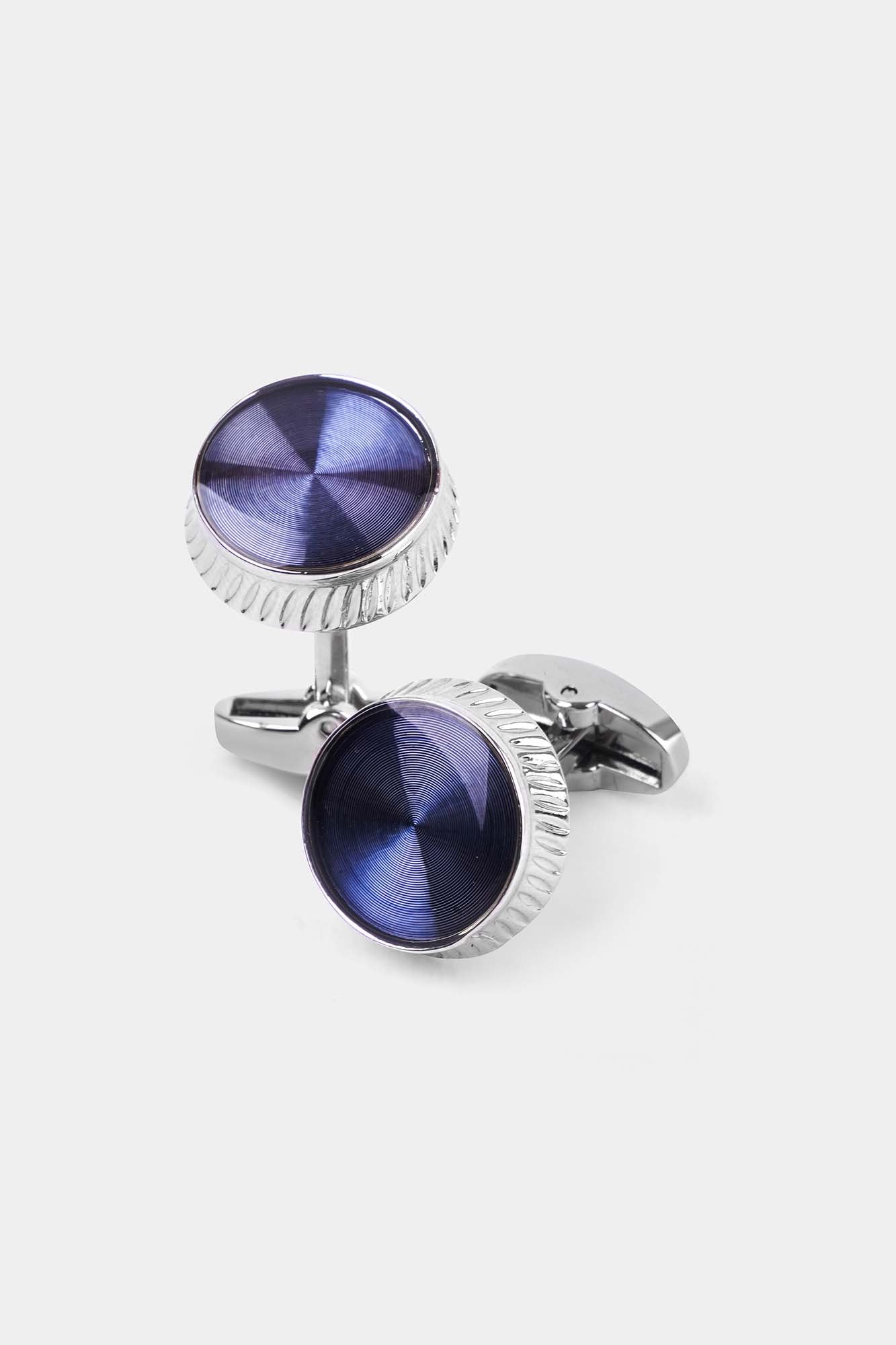 Blue Enamel Round Cufflinks