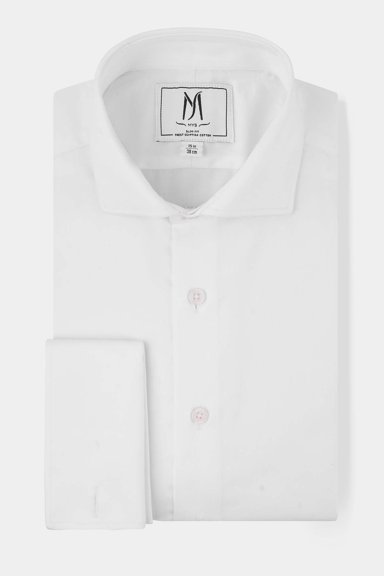 White Twill Double Cuff Shirt - Slim Fit