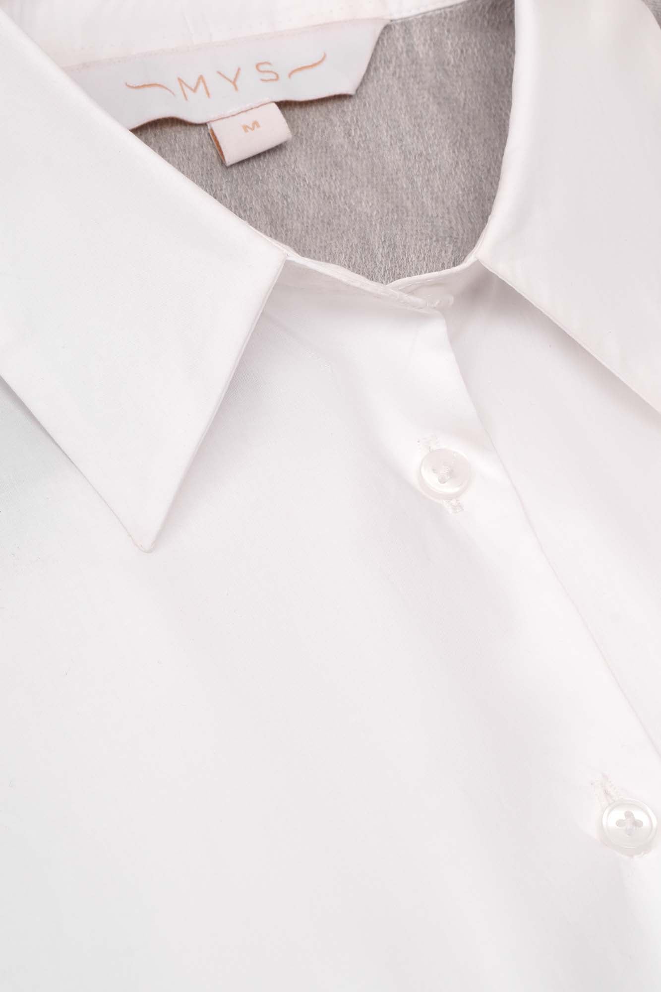 White Patchwork Knit Shirt