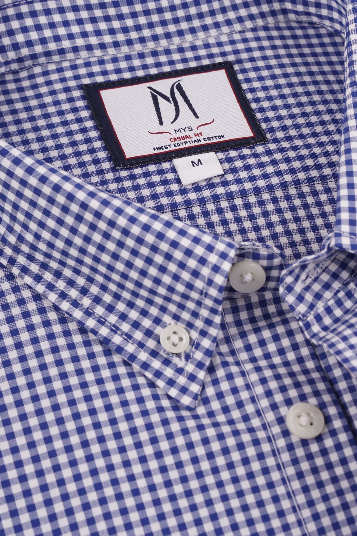 Dark Blue Checkered Poplin Button-Down Shirt