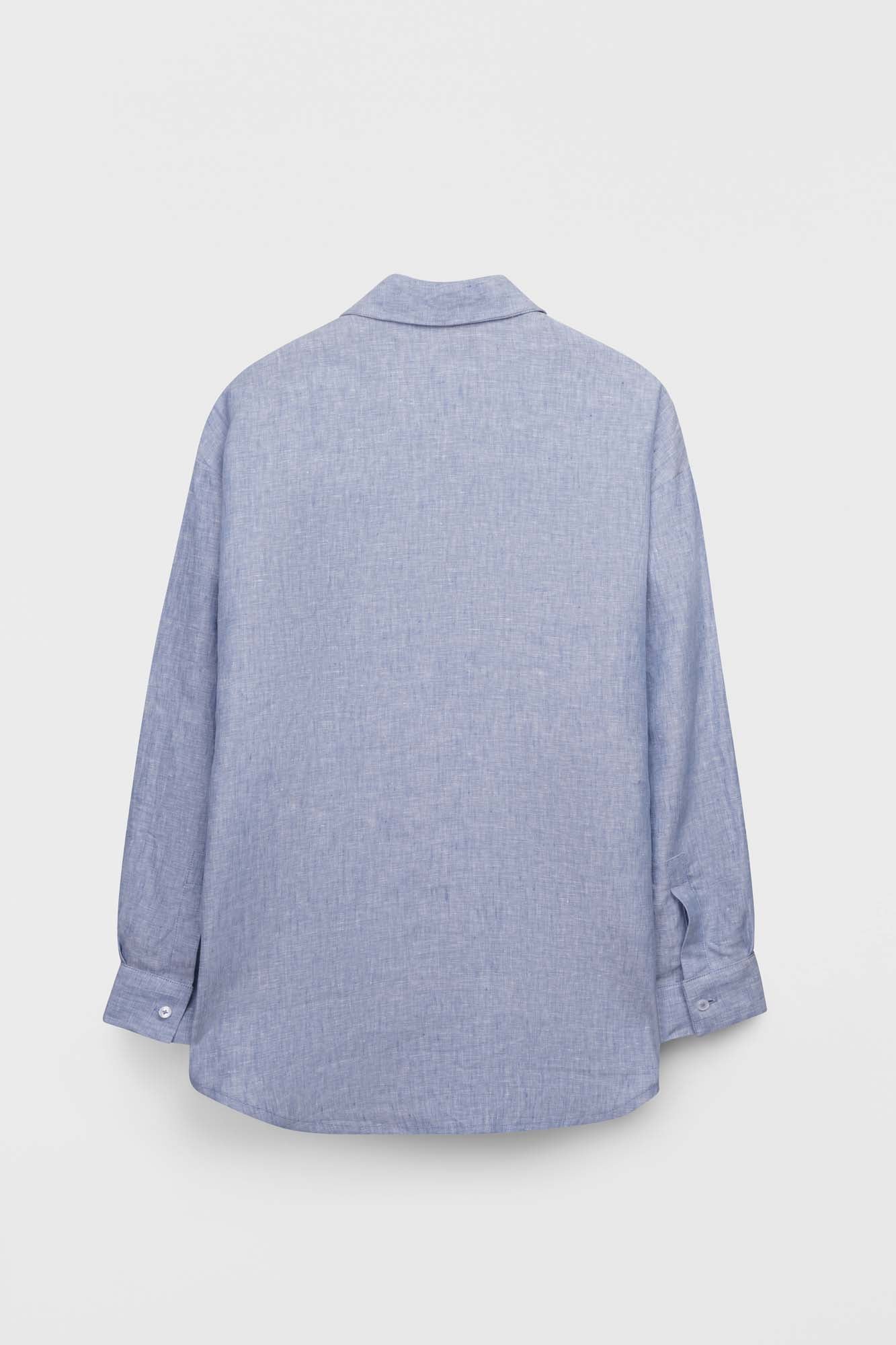 Light Blue Pure Linen Oversized Shirt
