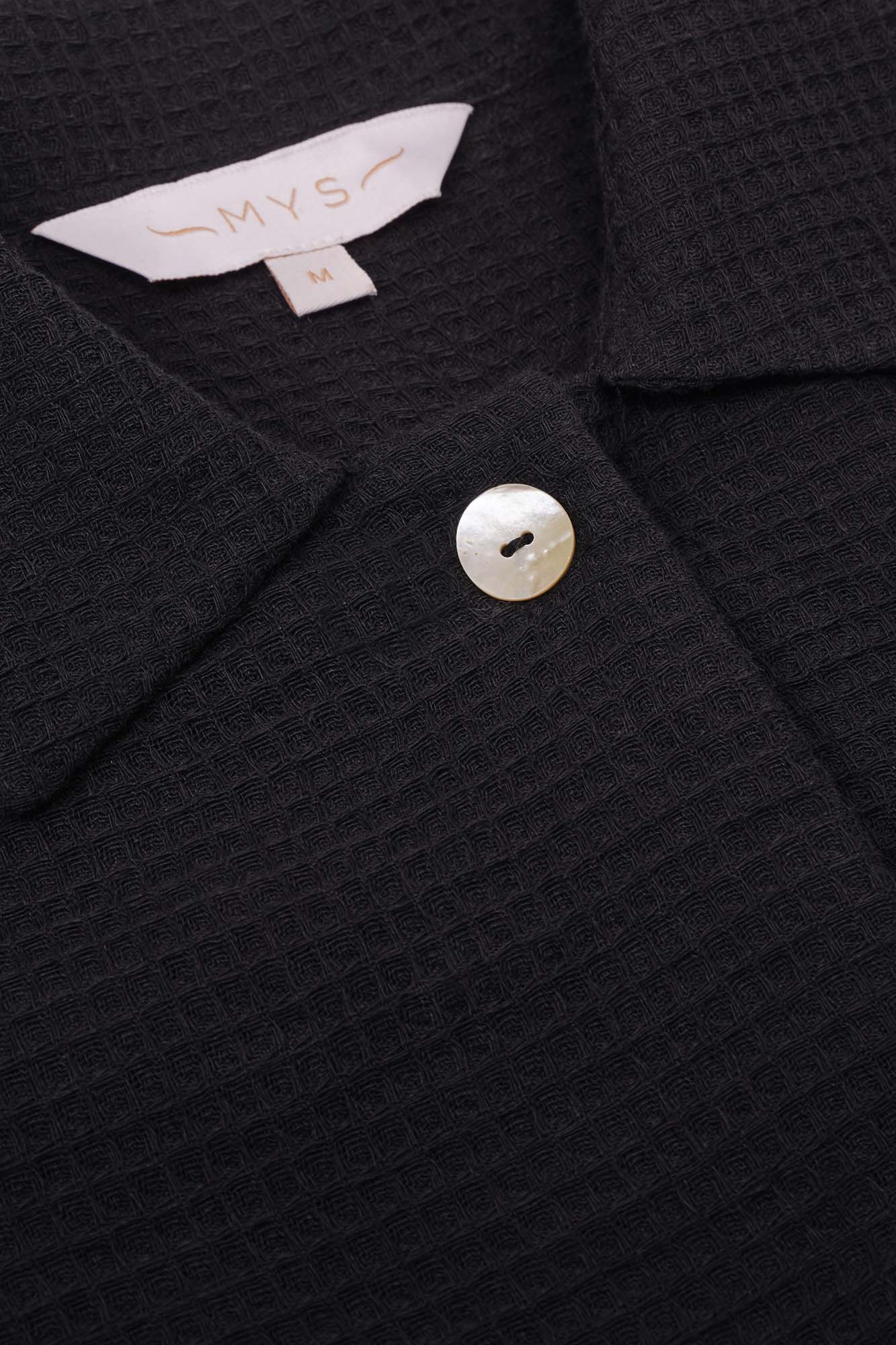 Black Waffle Cropped Shirt