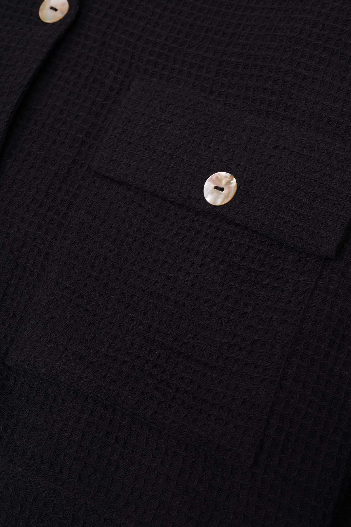 Black Waffle Cropped Shirt