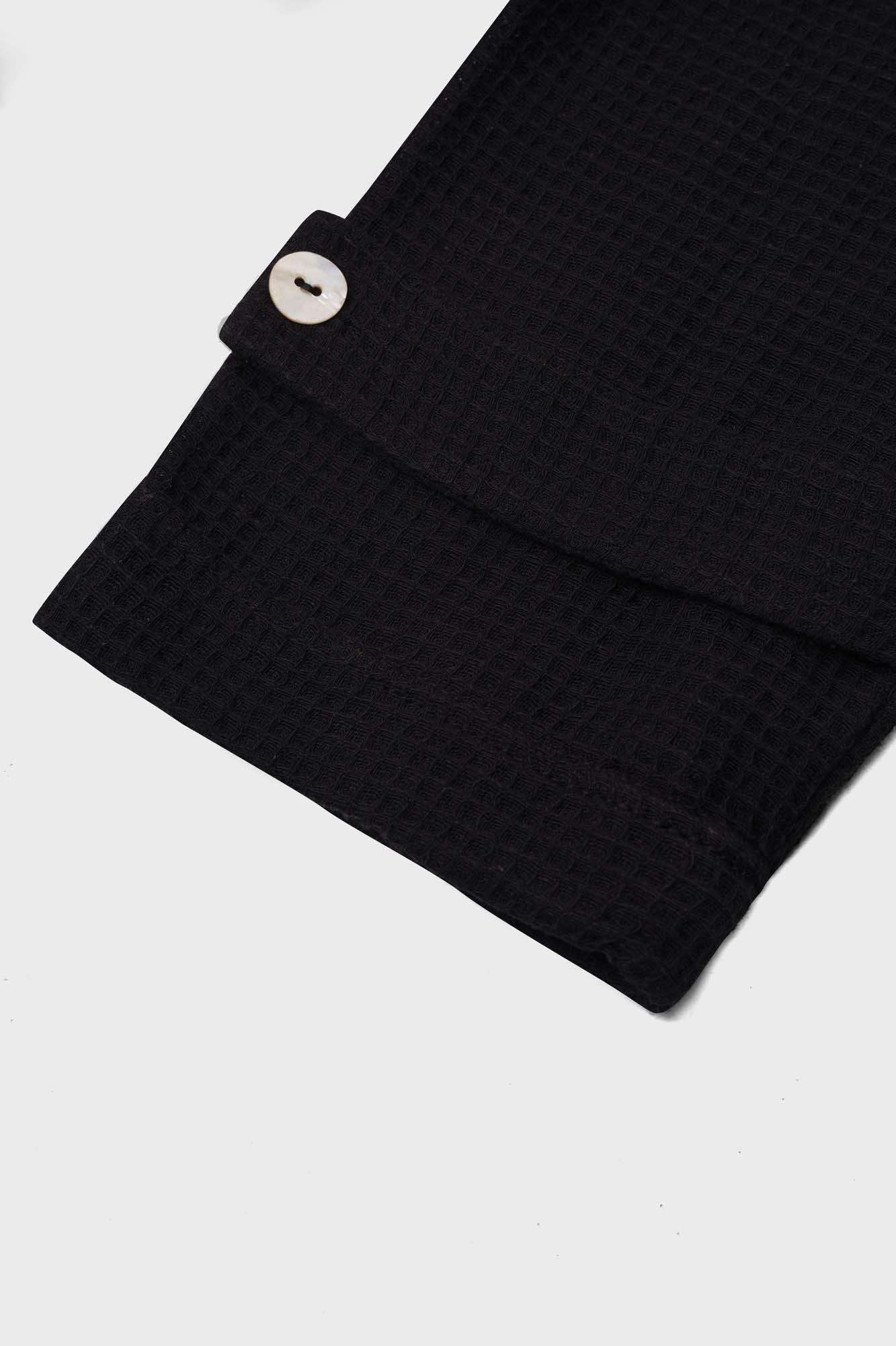 Black Waffle Cropped Shirt