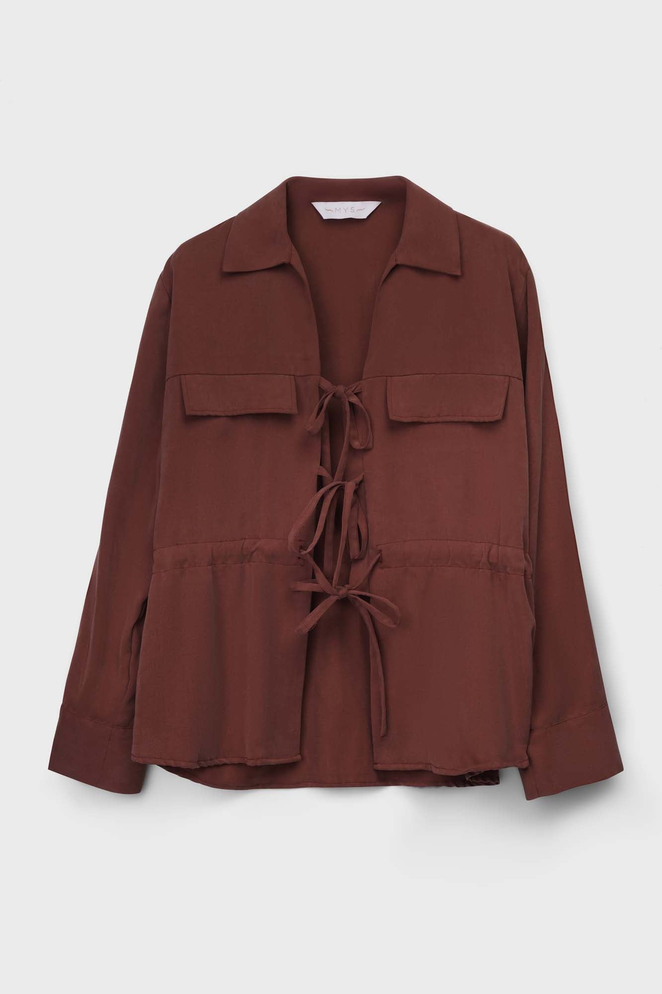 Cafe Tencel Front Tie Shirt