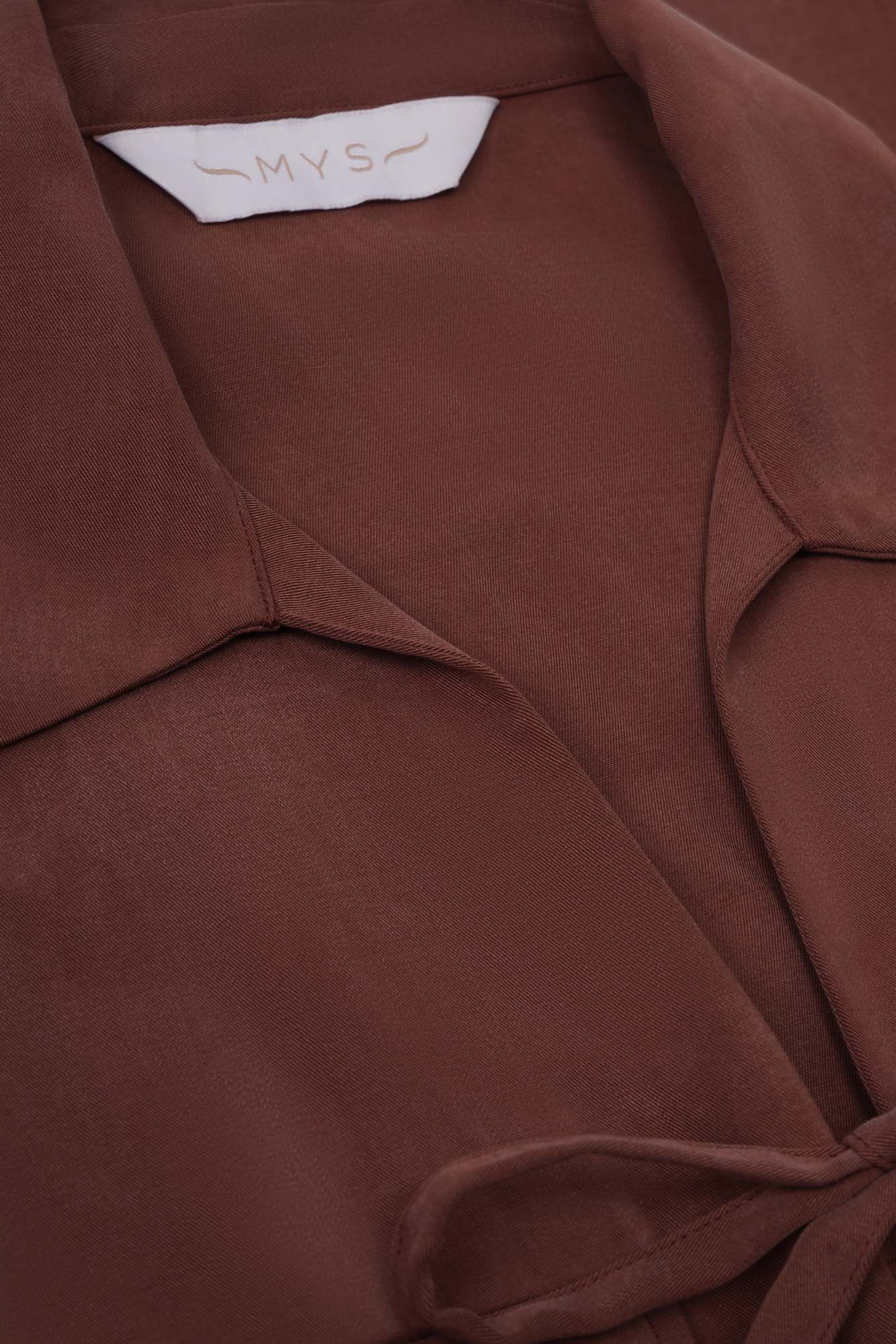 Cafe Tencel Front Tie Shirt