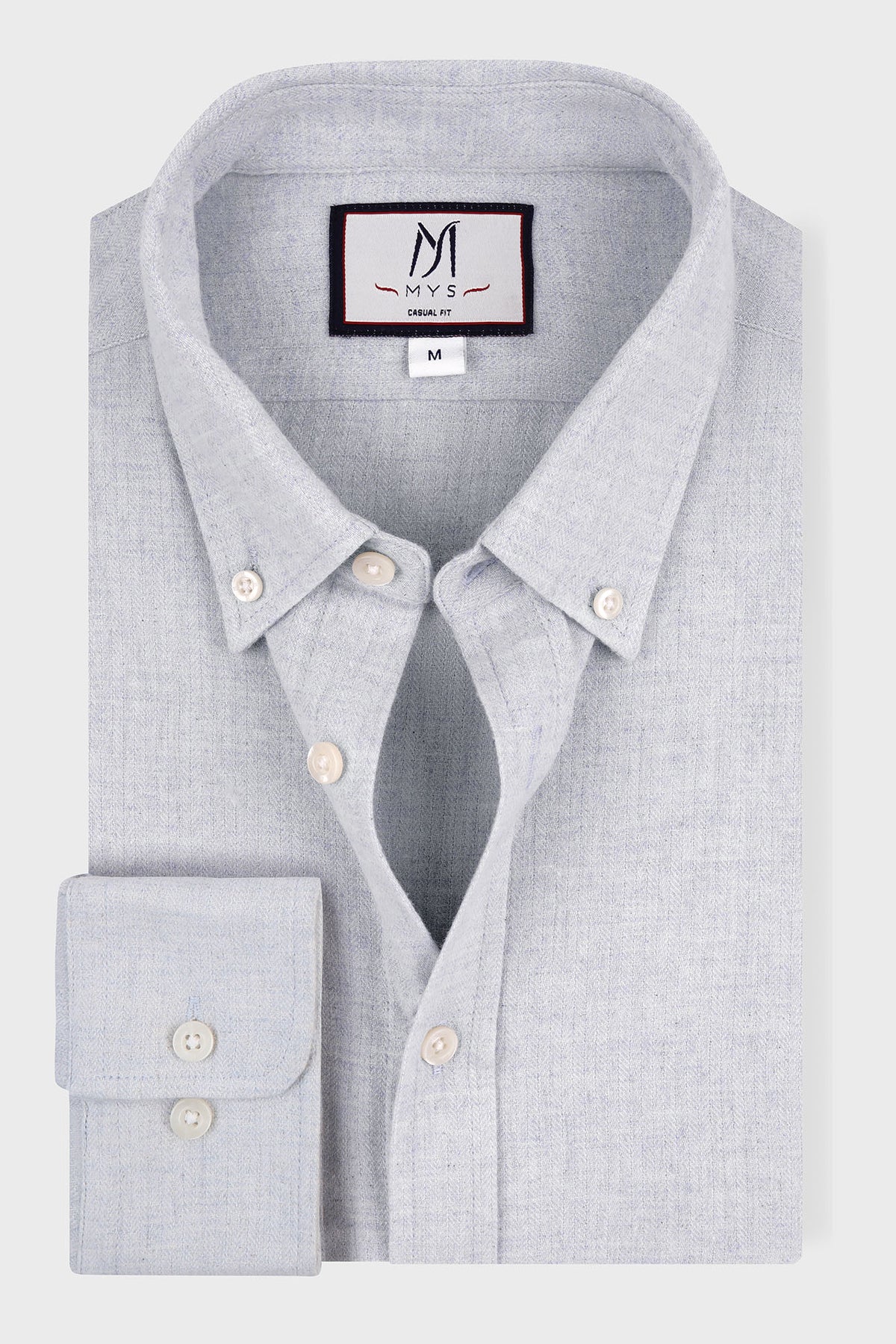 Brushed Herringbone Button-Down Flannel Shirt