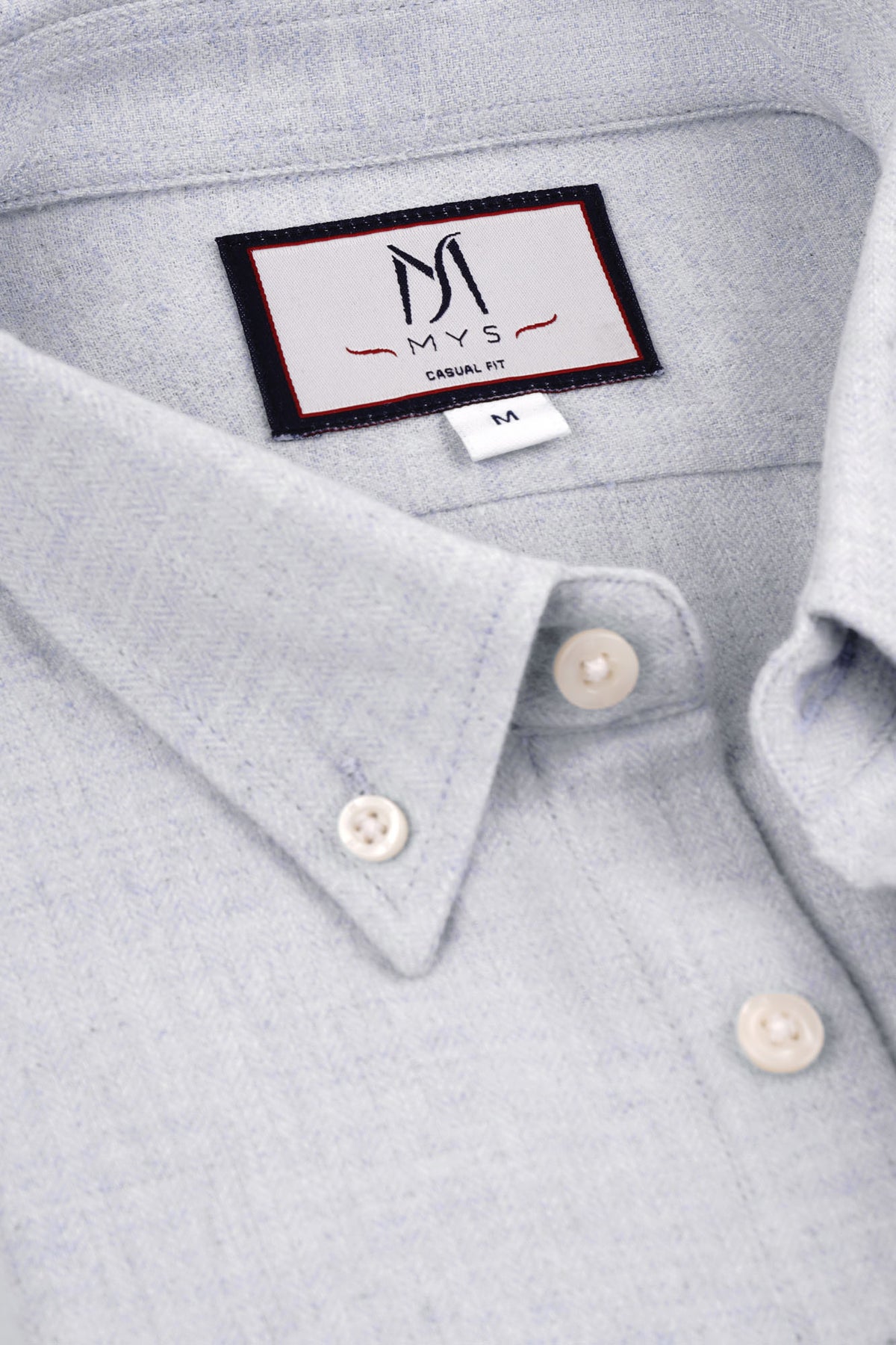 Brushed Herringbone Button-Down Flannel Shirt