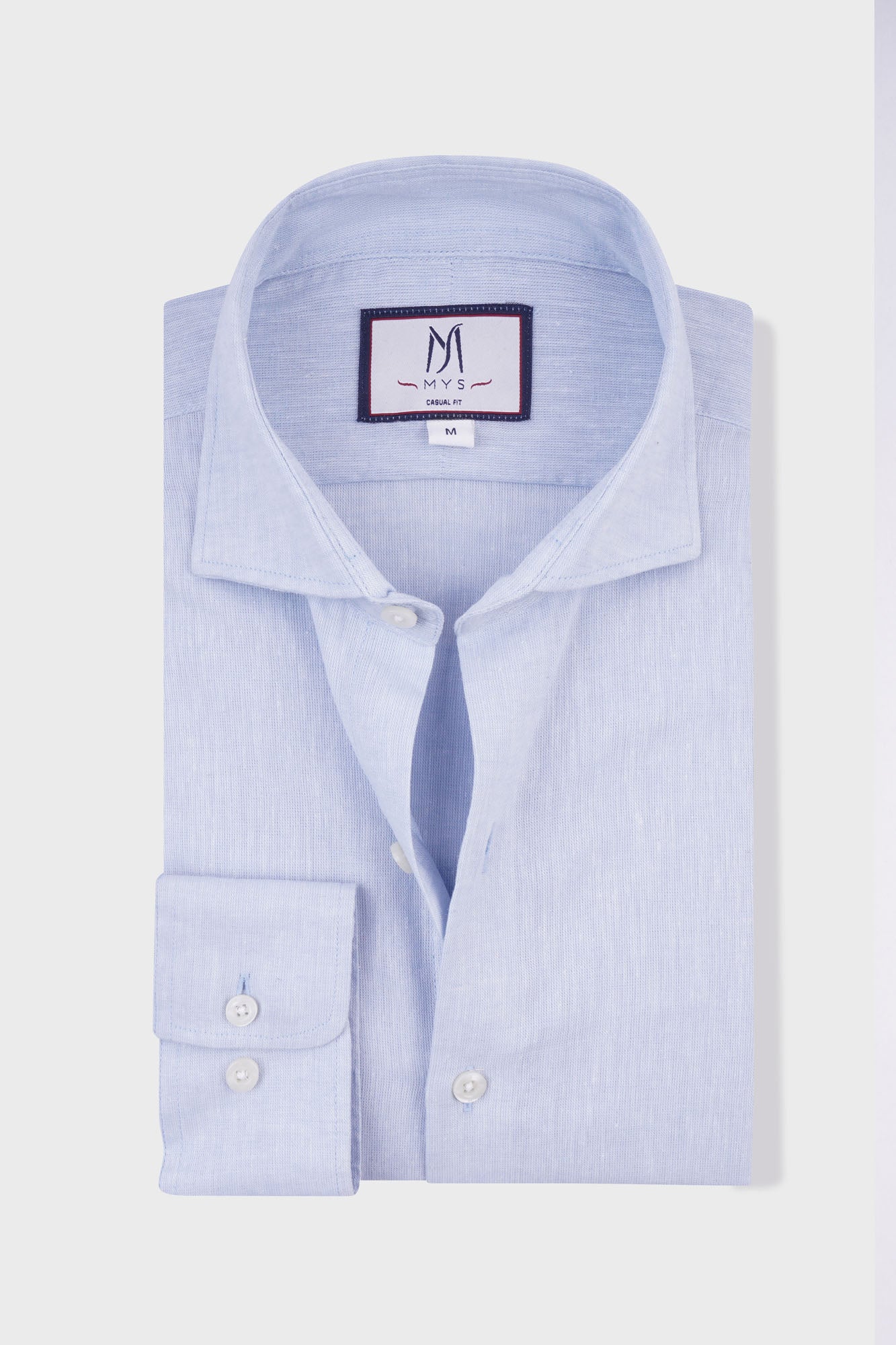 Light Blue Linen Cotton Cutaway Shirt