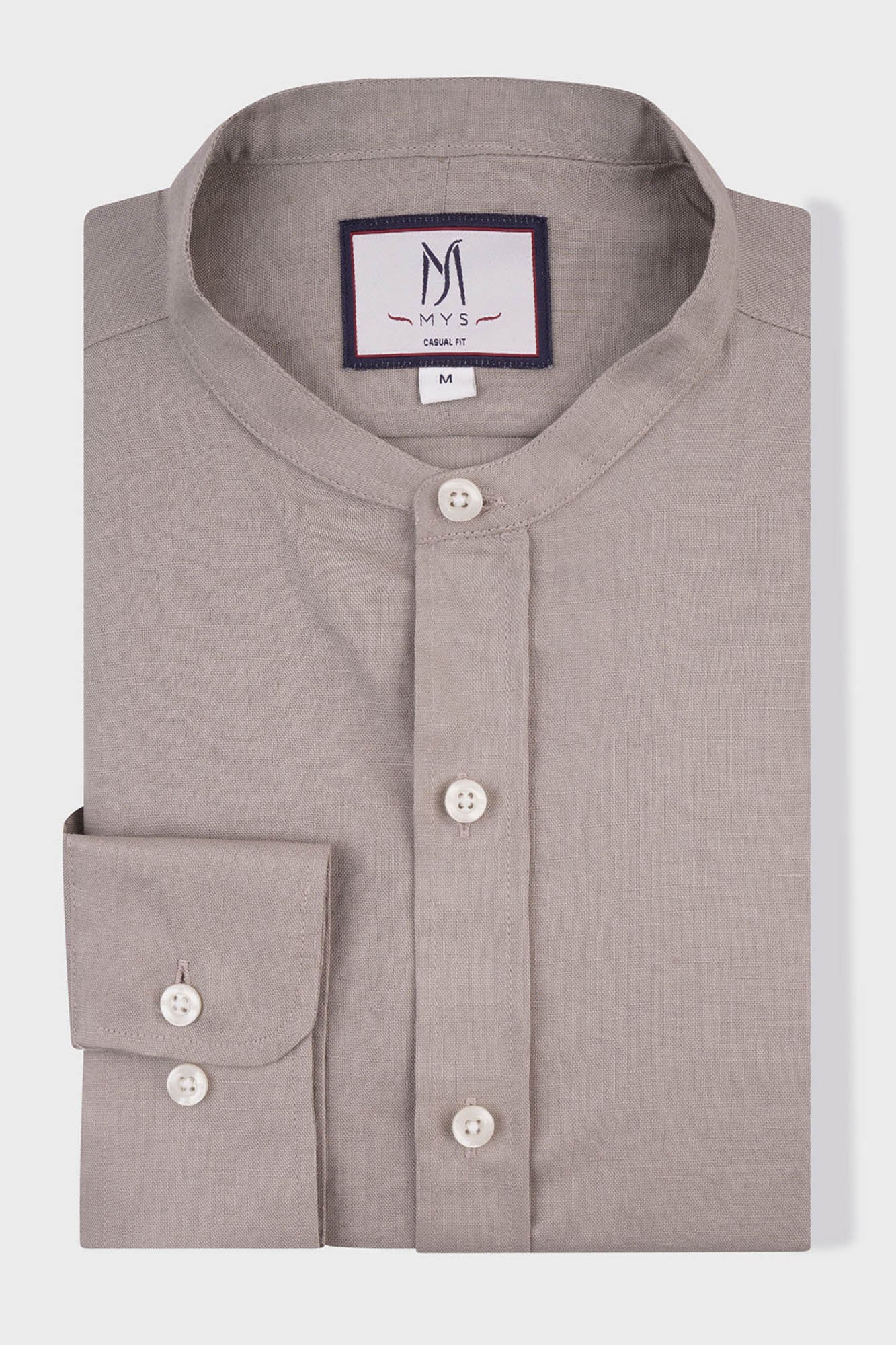 Linen Cotton Mandarin Collar Shirt