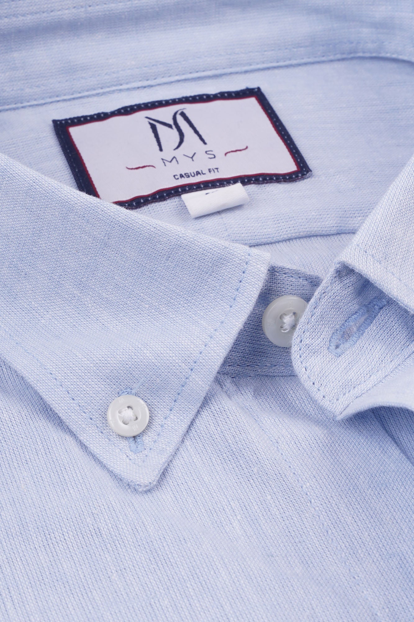 Light Blue Linen Cotton Button-Down Shirt