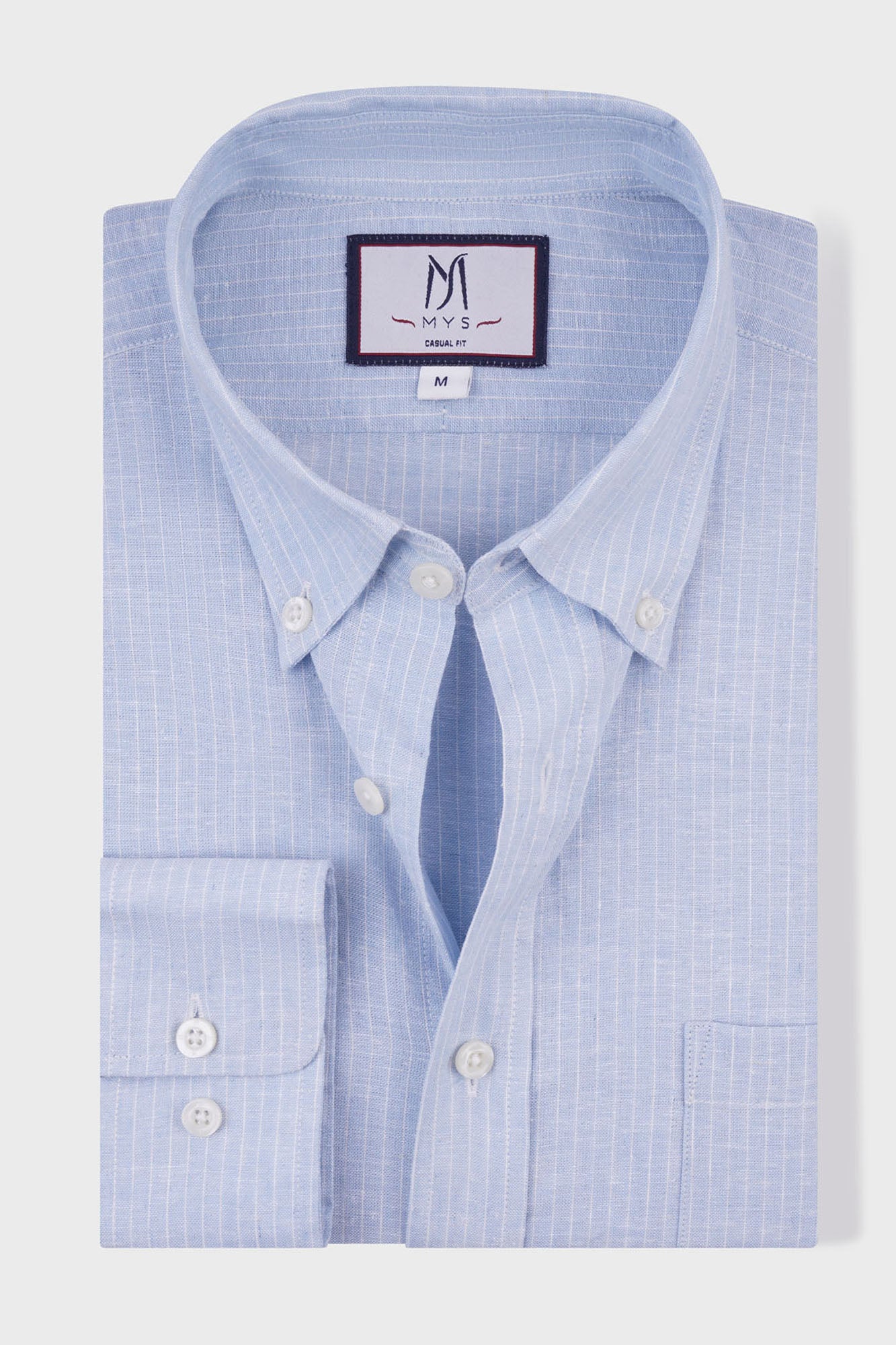 Pin Stripe Linen Cotton Button-Down Shirt