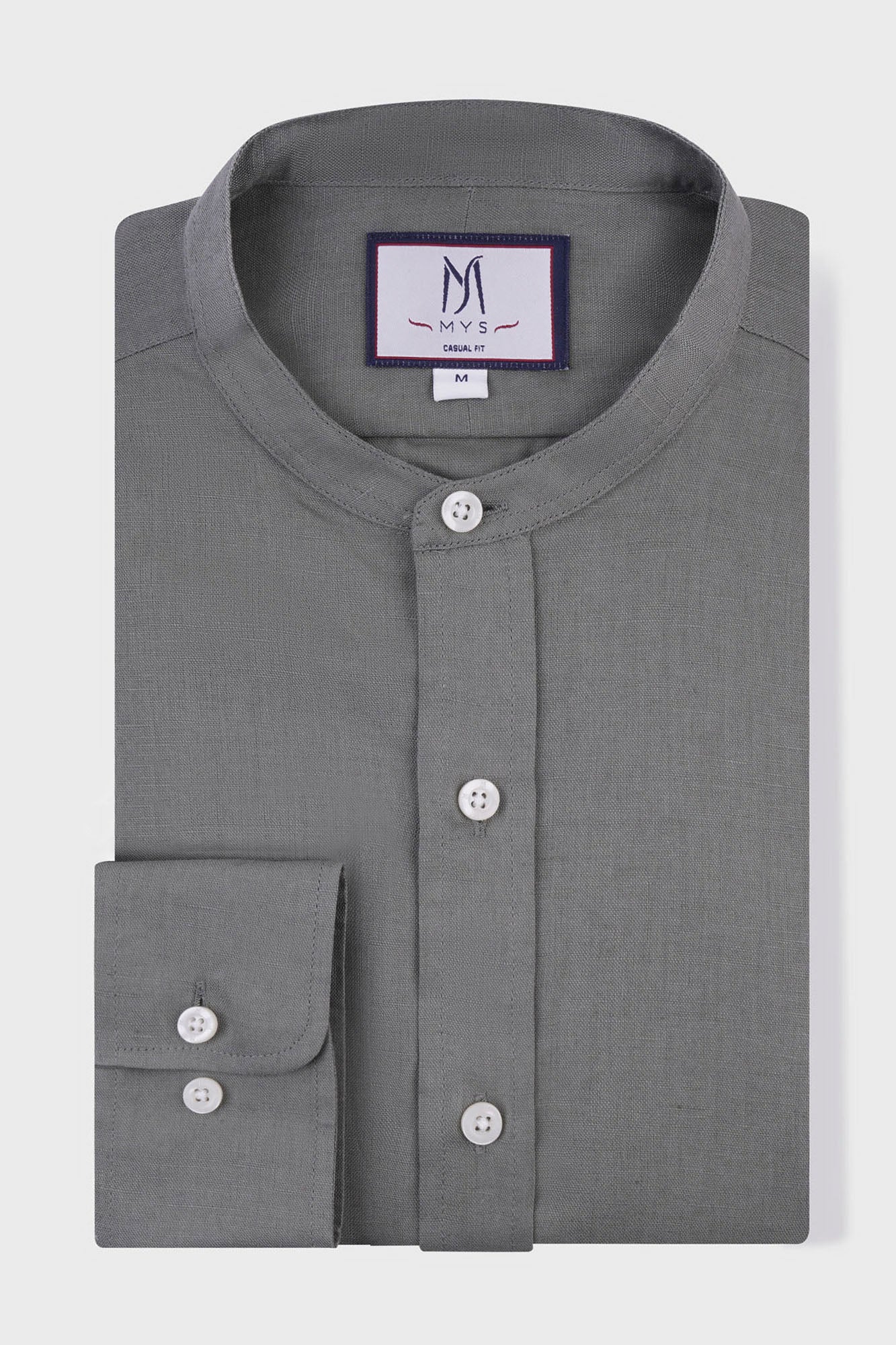 Linen Cotton Mandarin Collar Shirt