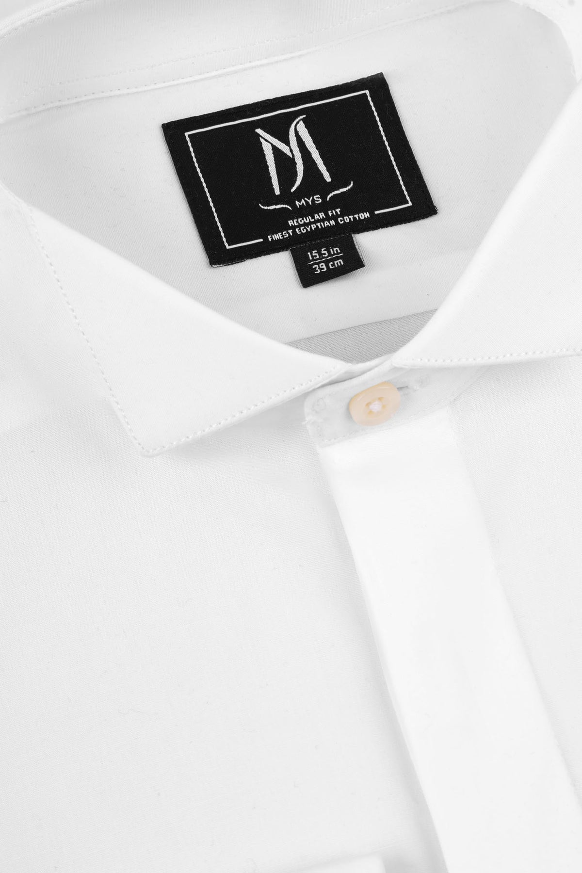 White Hidden Placket Tuxedo Stretch Poplin Shirt - Regular Fit