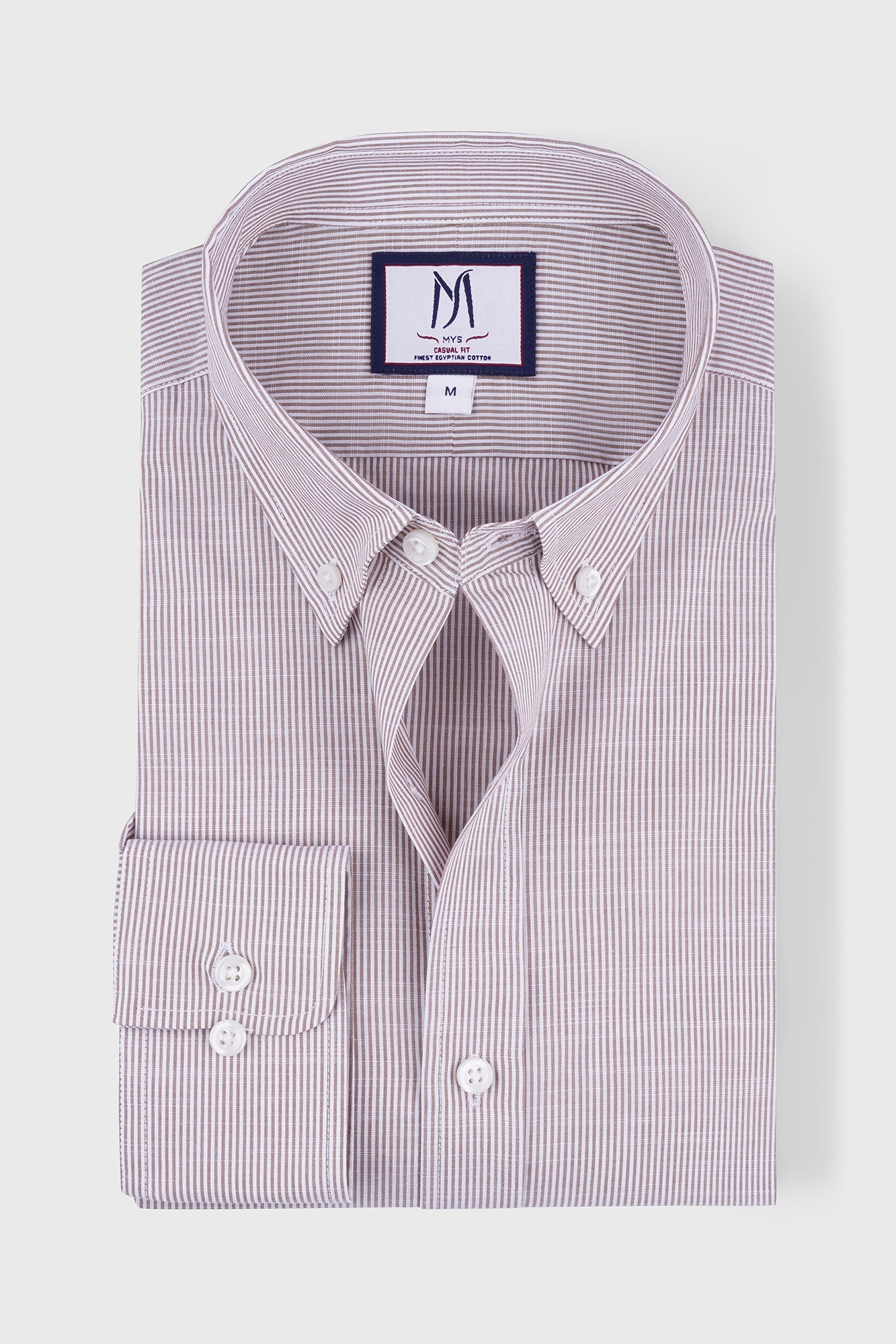 Button-Down Striped Shirt Brown