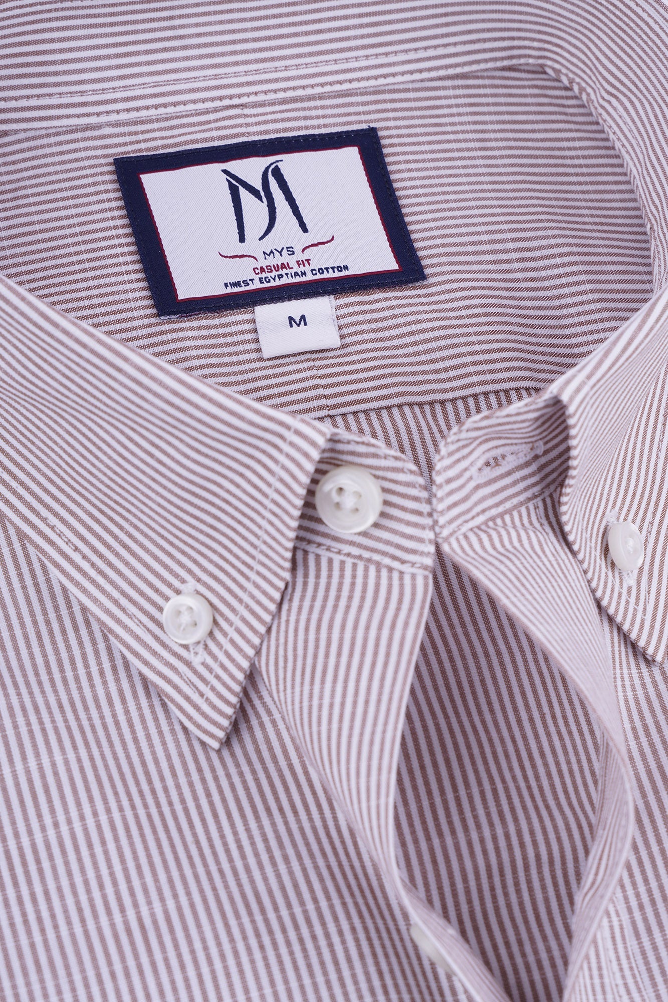 Button-Down Striped Shirt Brown