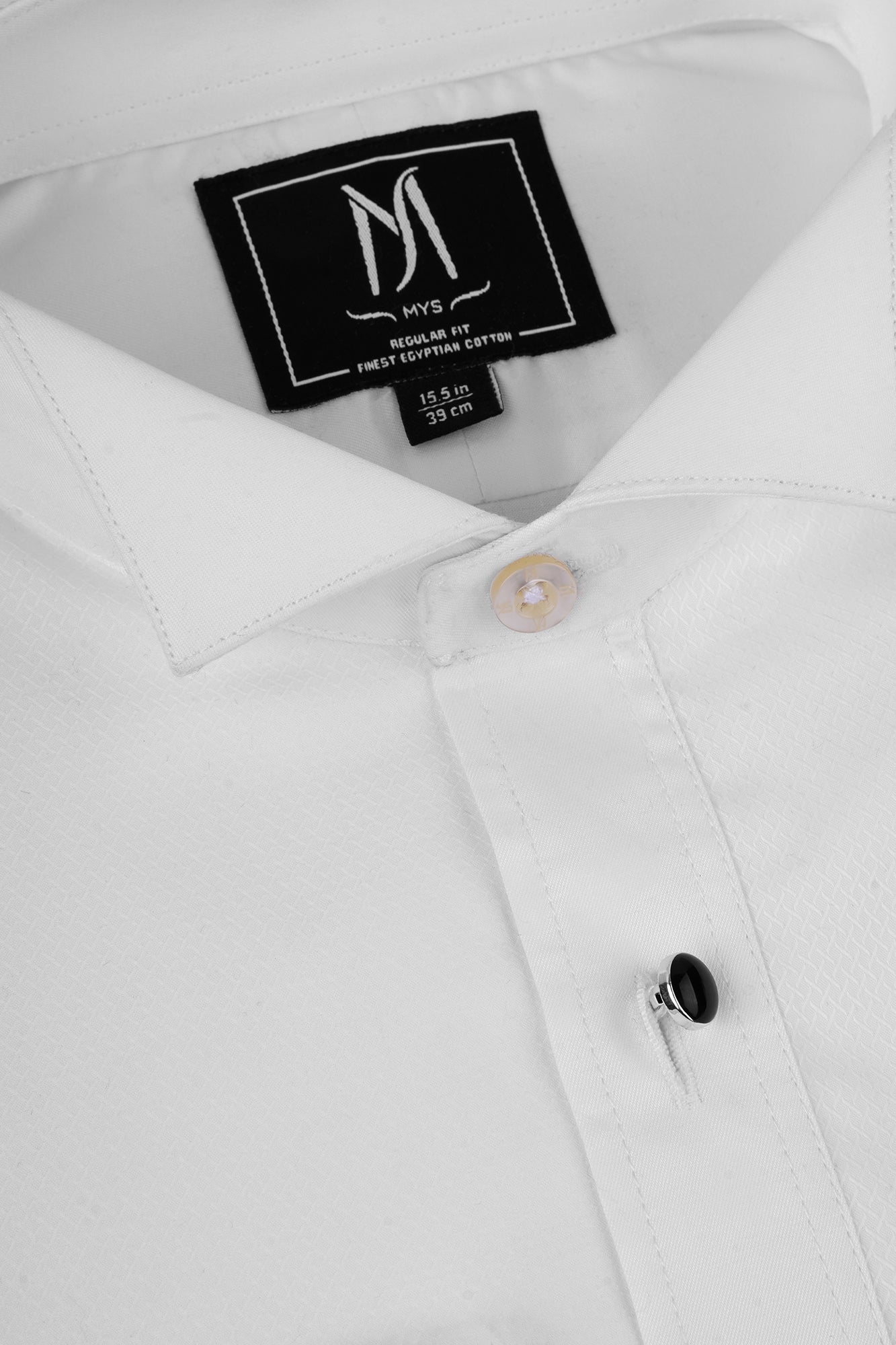 White Twill Bib Tuxedo Shirt - Regular Fit