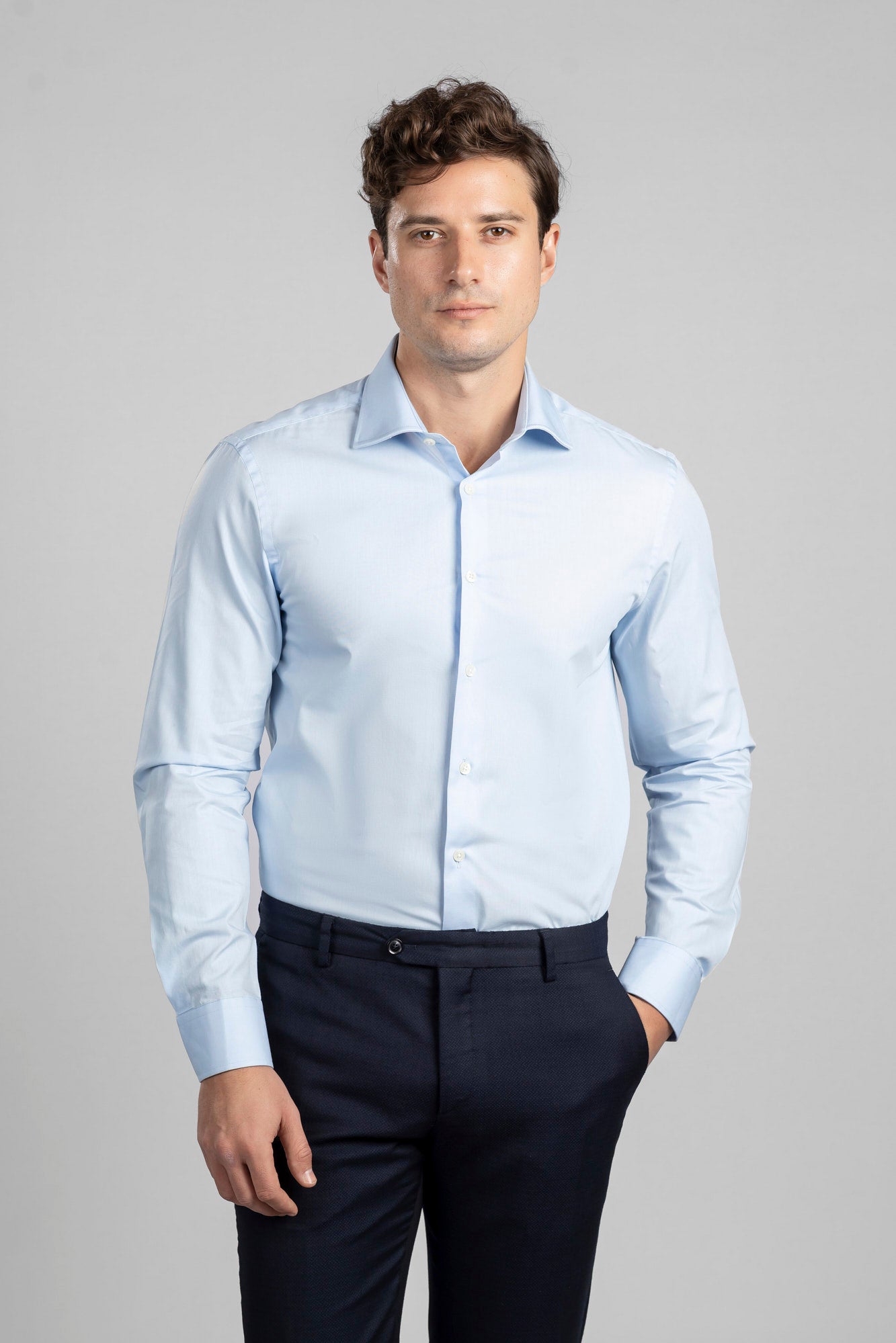 Light Blue Poplin Shirt - Slim Fit