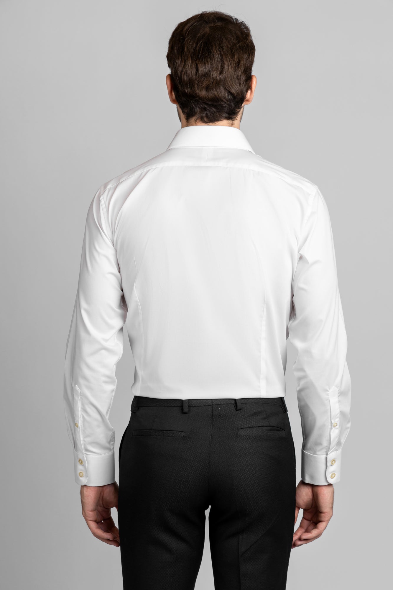 White Contrast Pink Stretch Shirt - Slim Fit