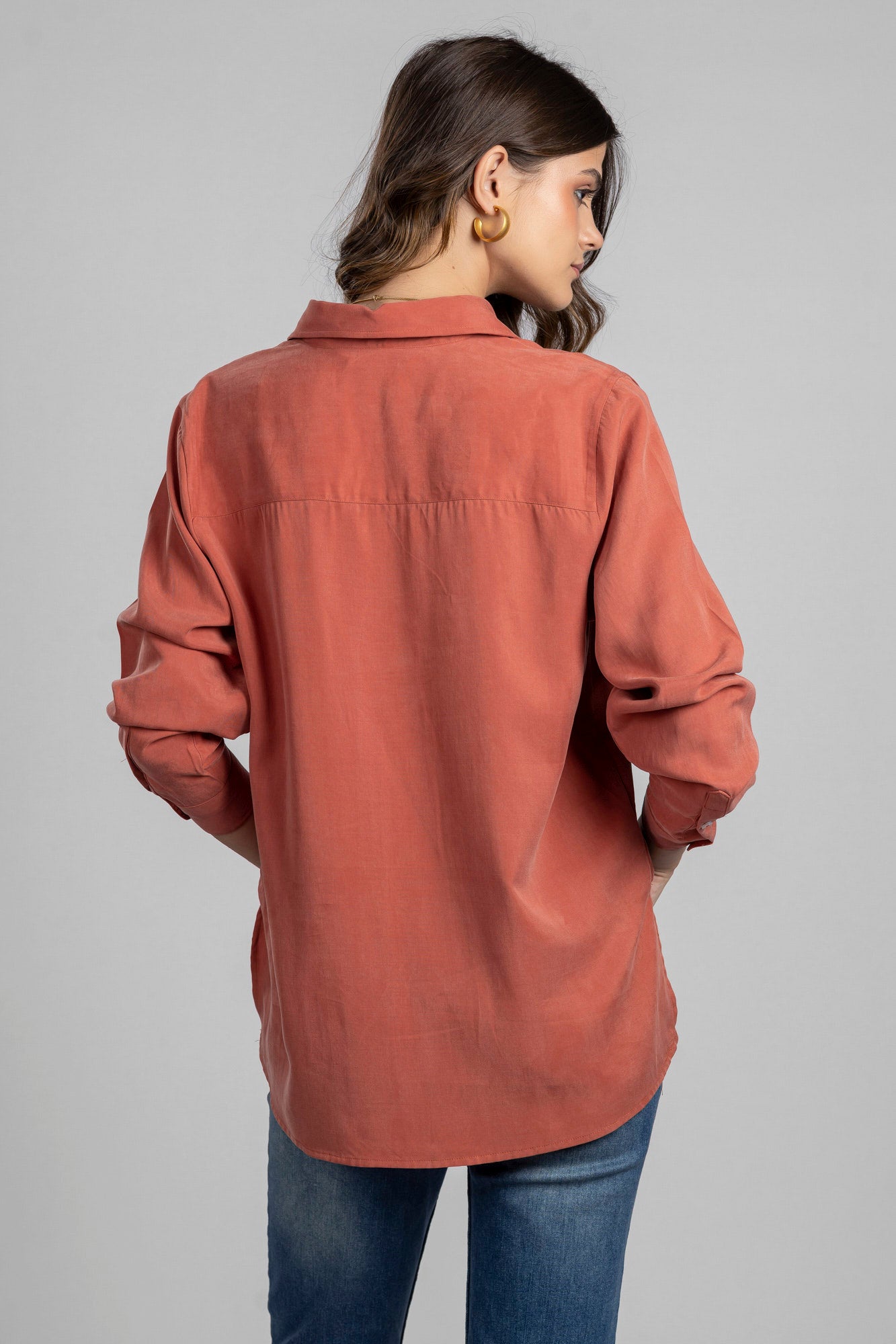 Brick Tencel Regular Fit Shirt