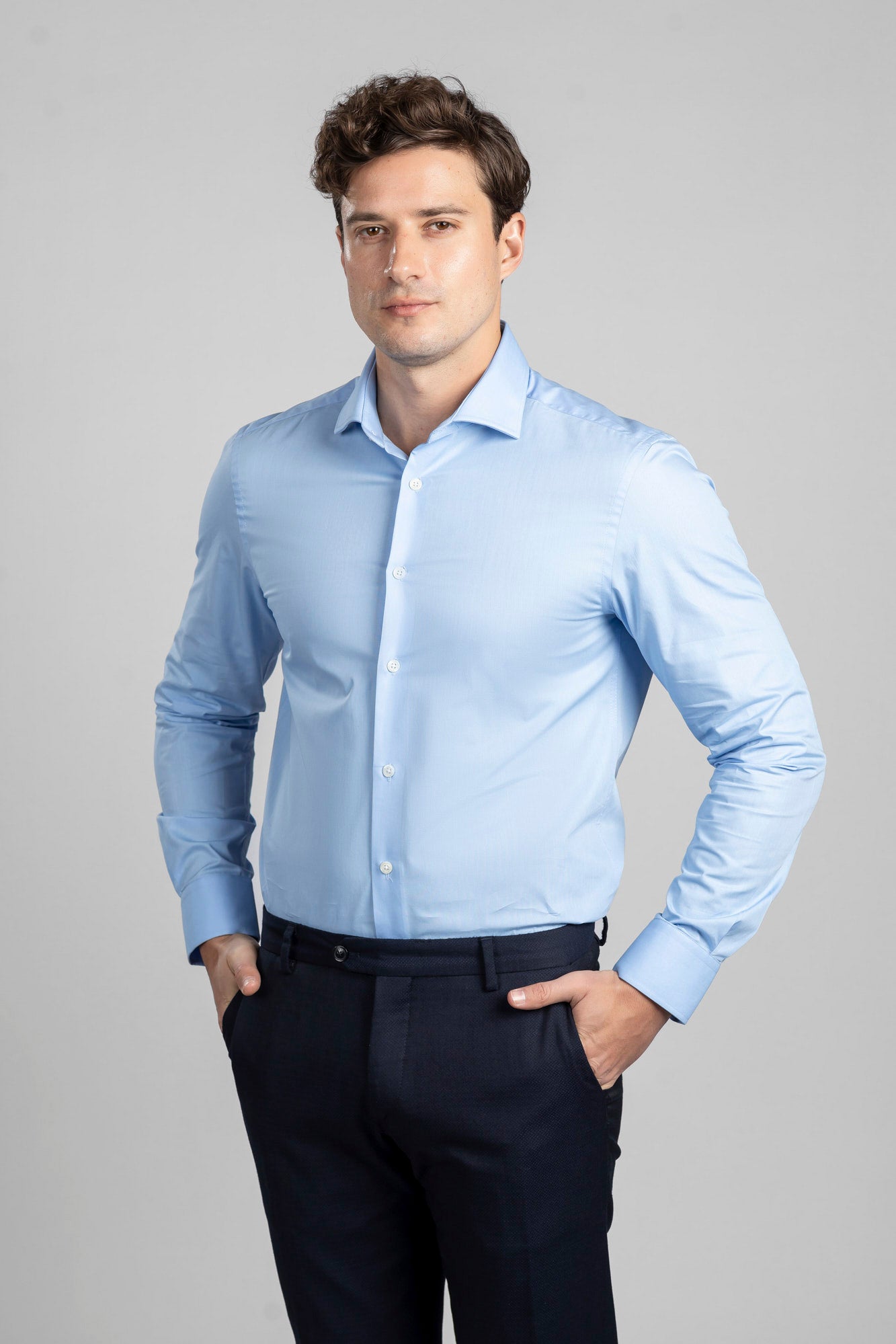 Blue Poplin Shirt - Slim Fit
