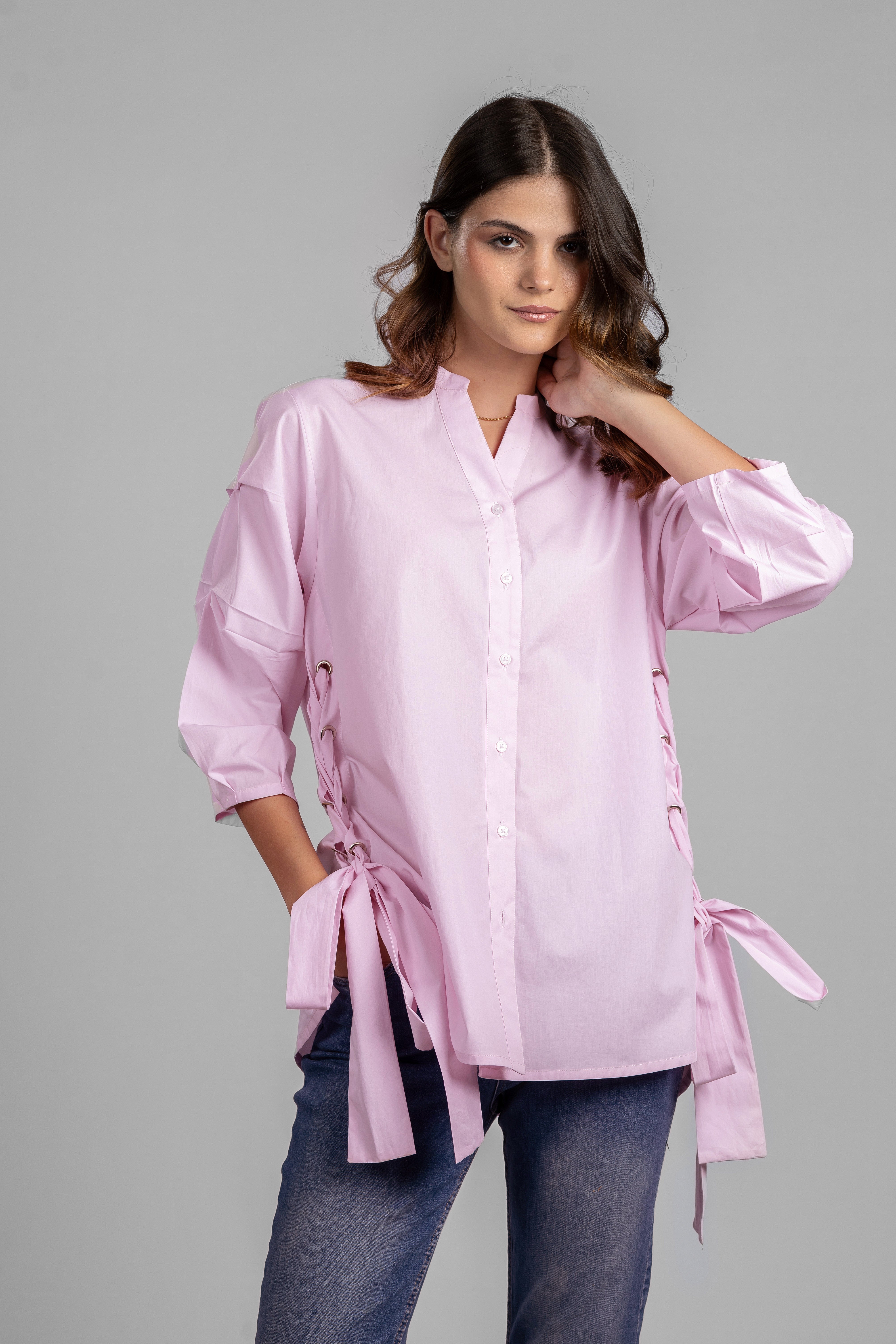 Lilac Side Tie Shirt