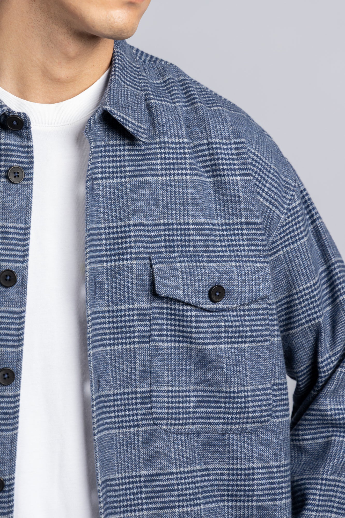 Blue Prince of Wales Checkered Overshirt