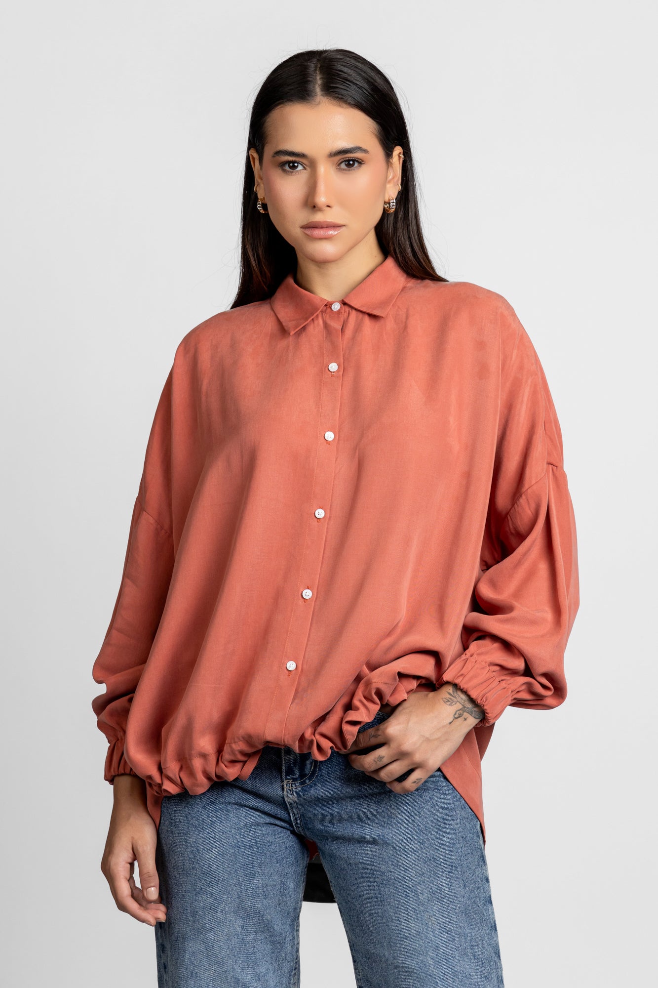 Tencel Hem Tie Shirt