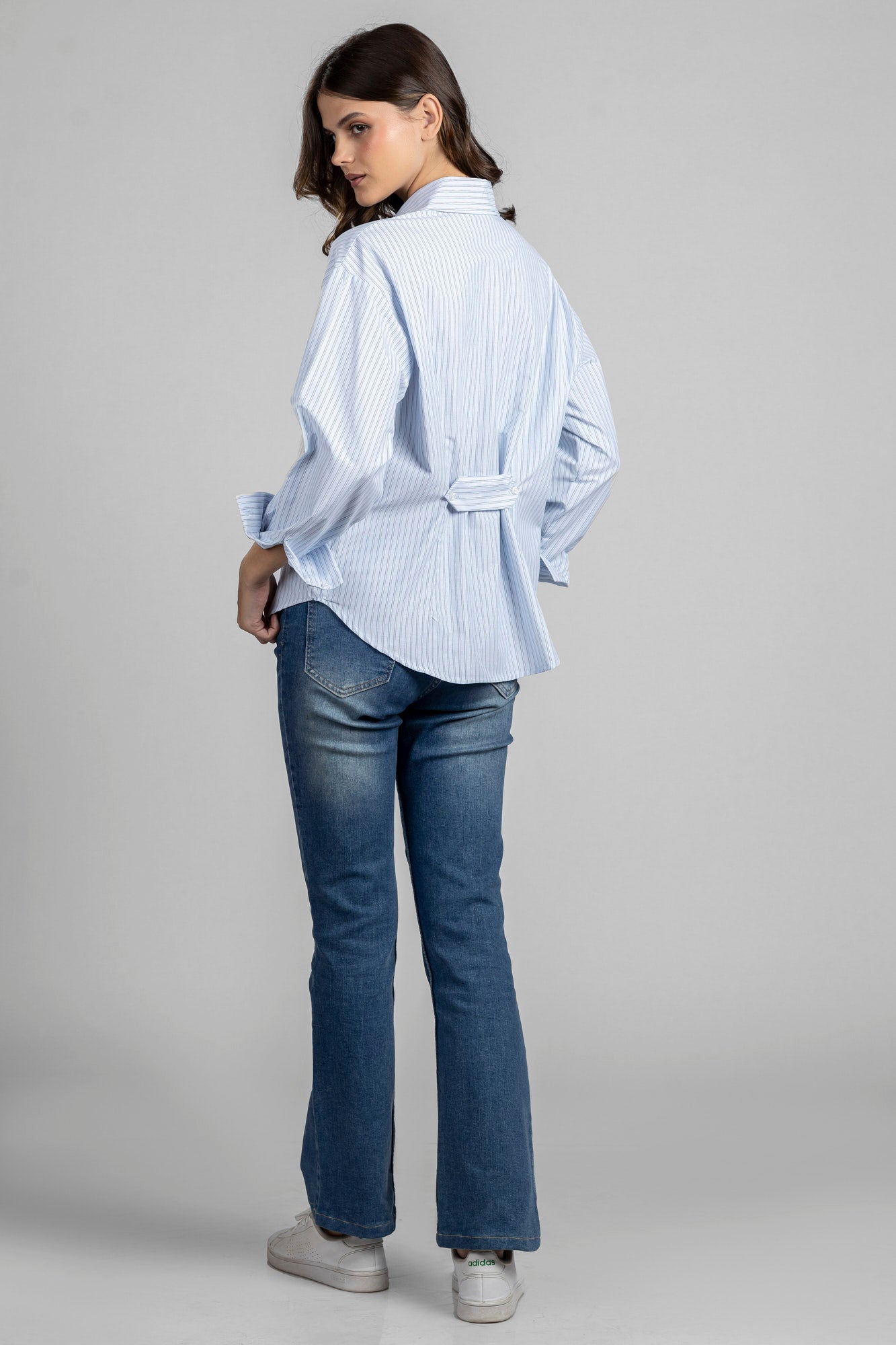 Light Blue Striped Oversized Shirt