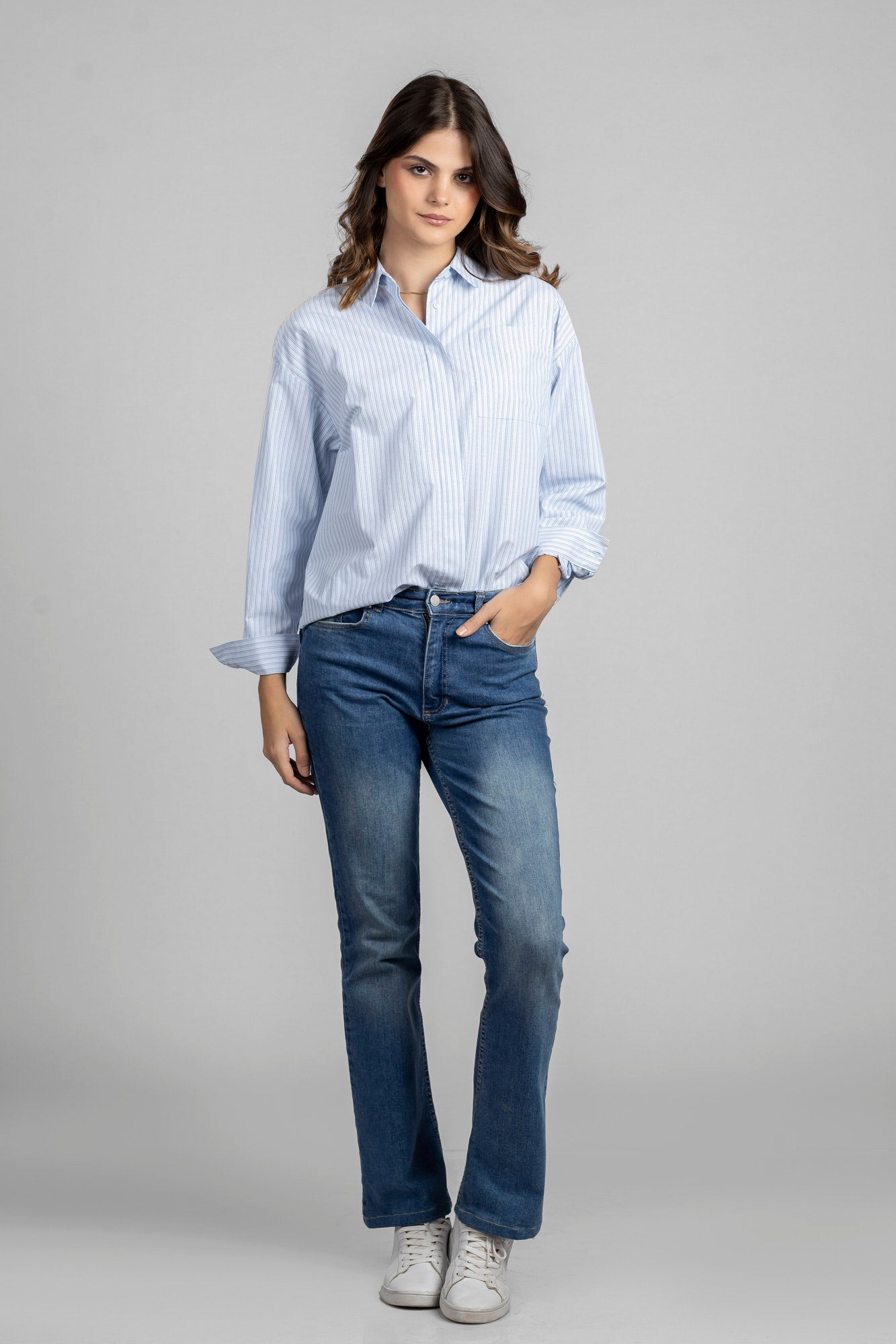 Light Blue Striped Oversized Shirt