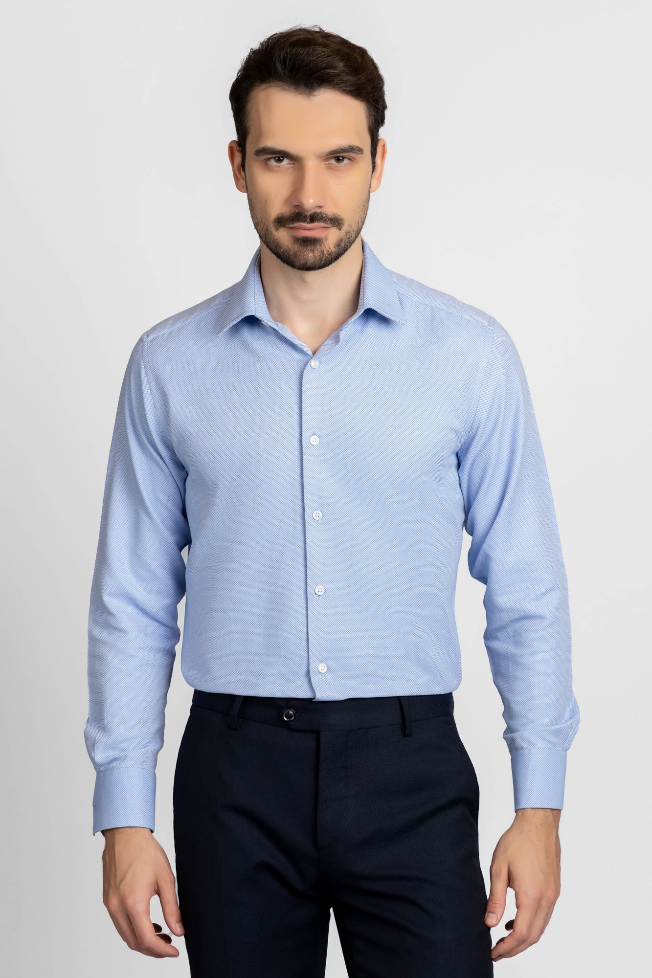Sky Blue Dobby Shirt - Regular Fit