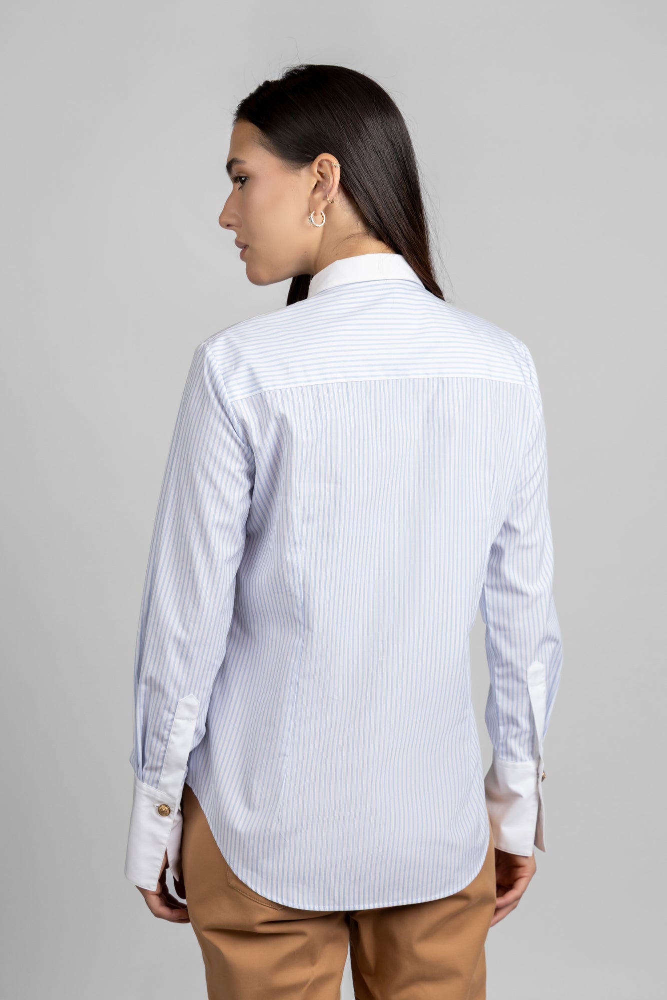 Light Blue Striped Poplin Contrast Shirt