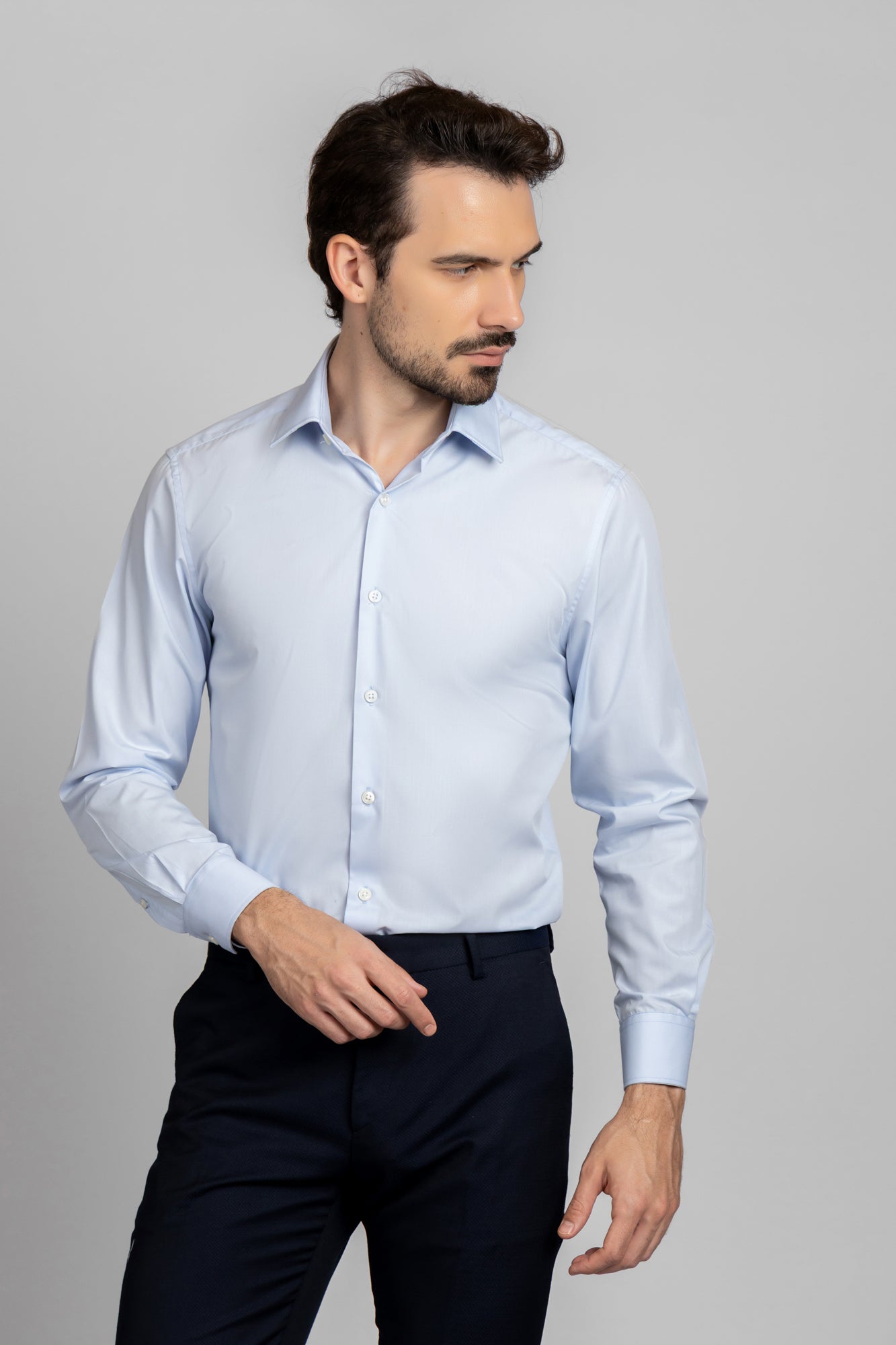 Light Blue Poplin Shirt - Slim Fit