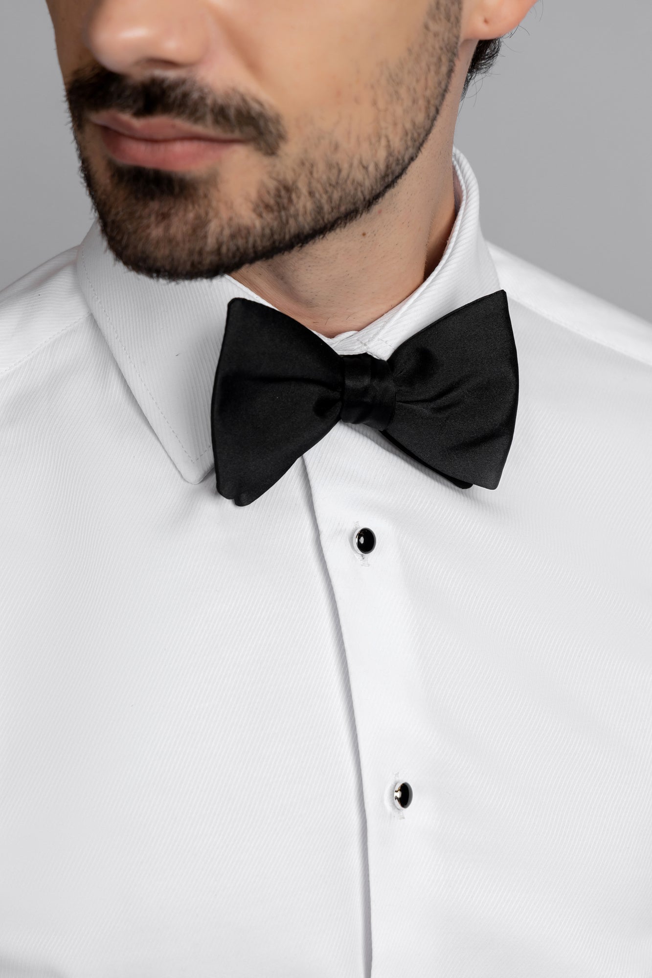 White Twill Tuxedo Shirt - Slim Fit