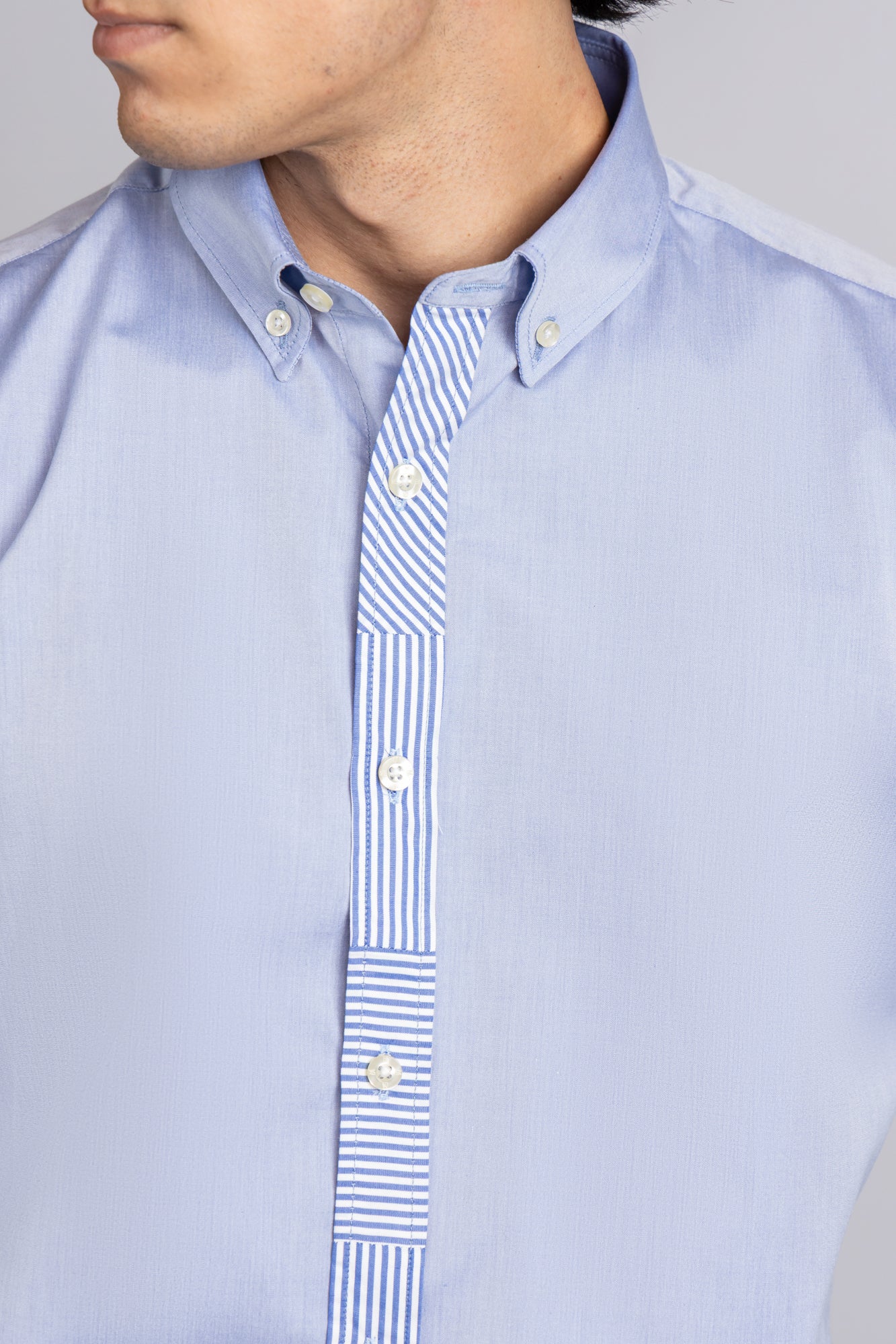 Blue Oxford Patch-Placket Shirt