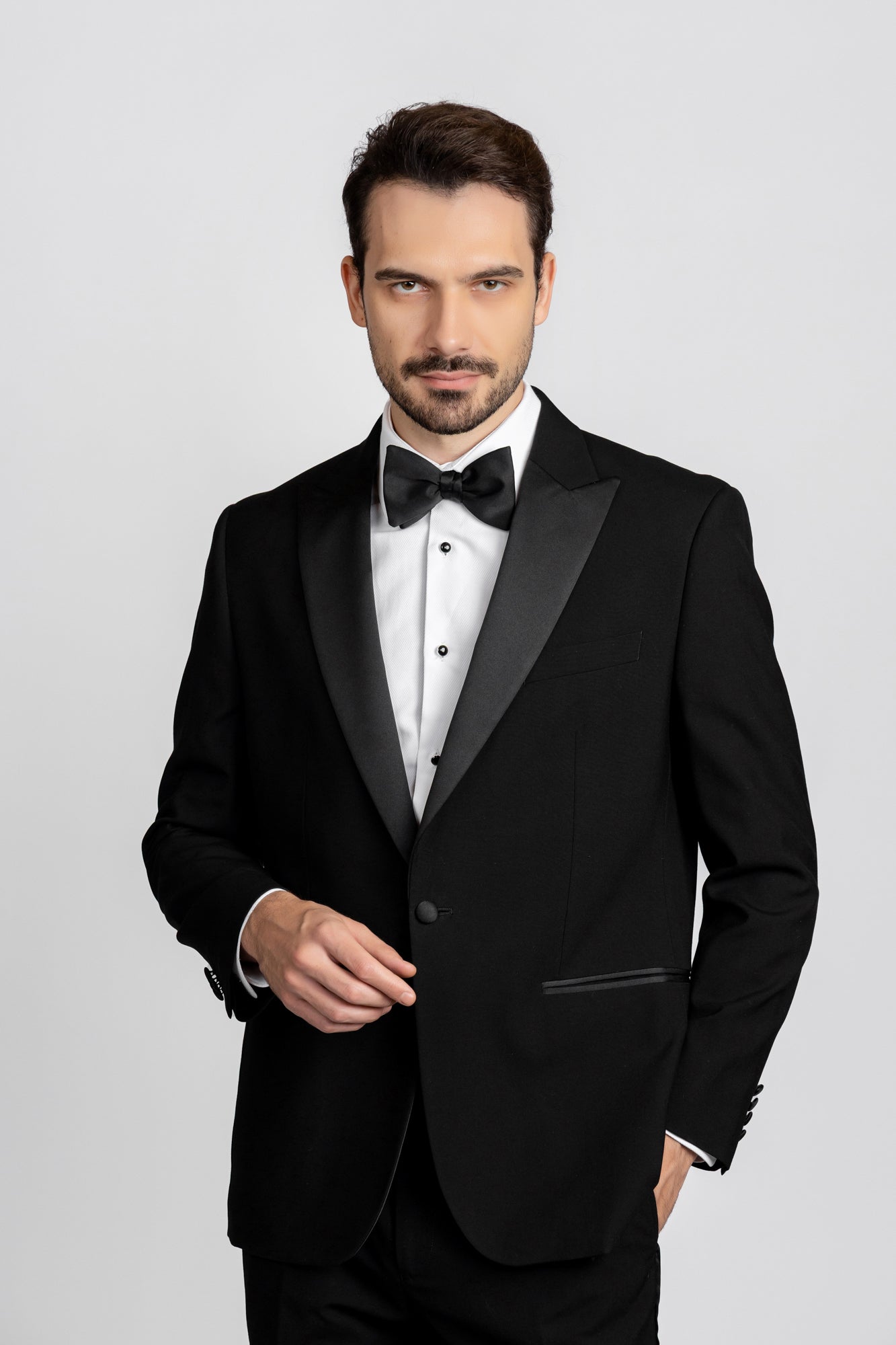 White Twill Tuxedo Shirt - Slim Fit