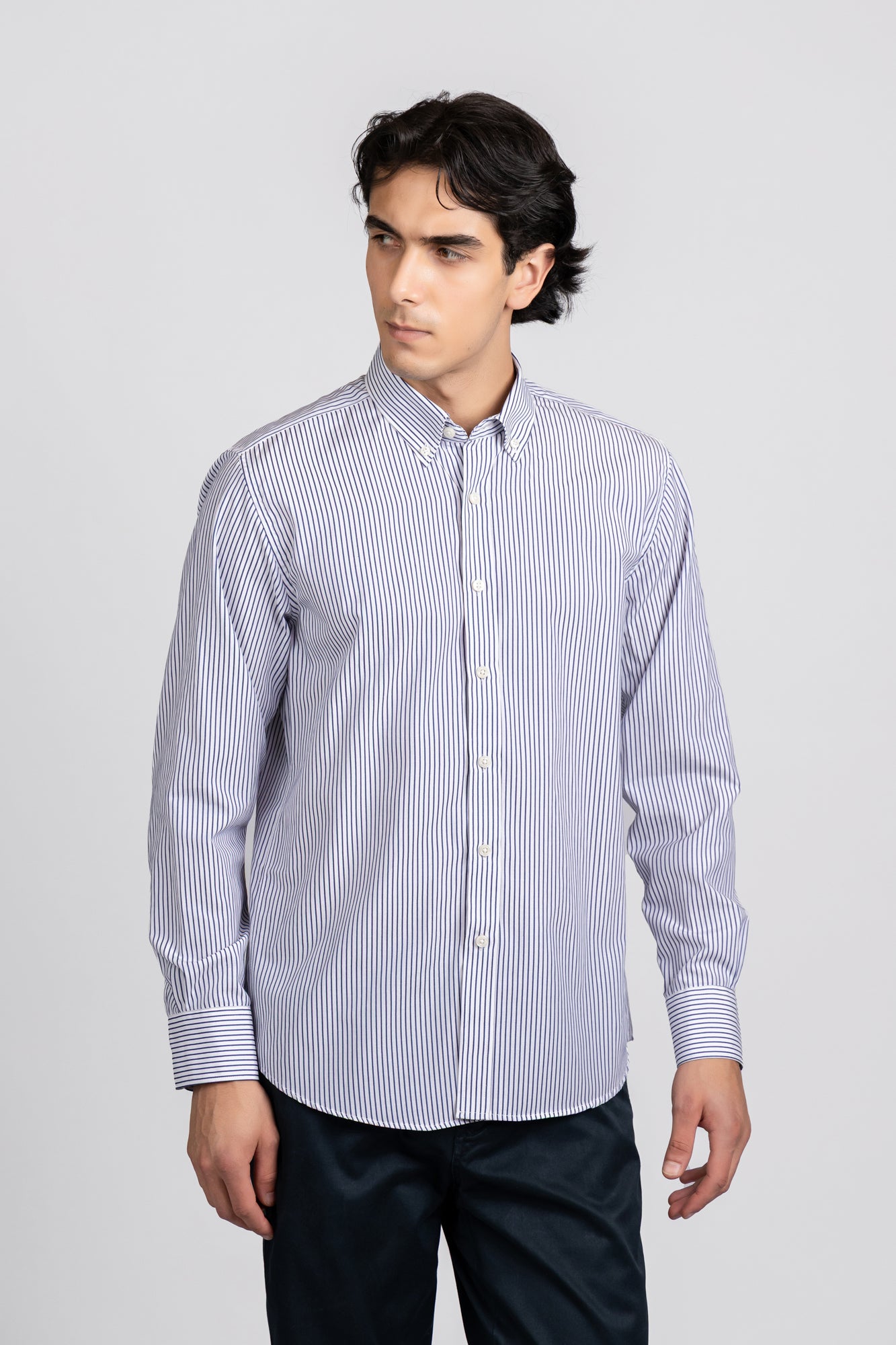 Blue Striped Poplin Shirt