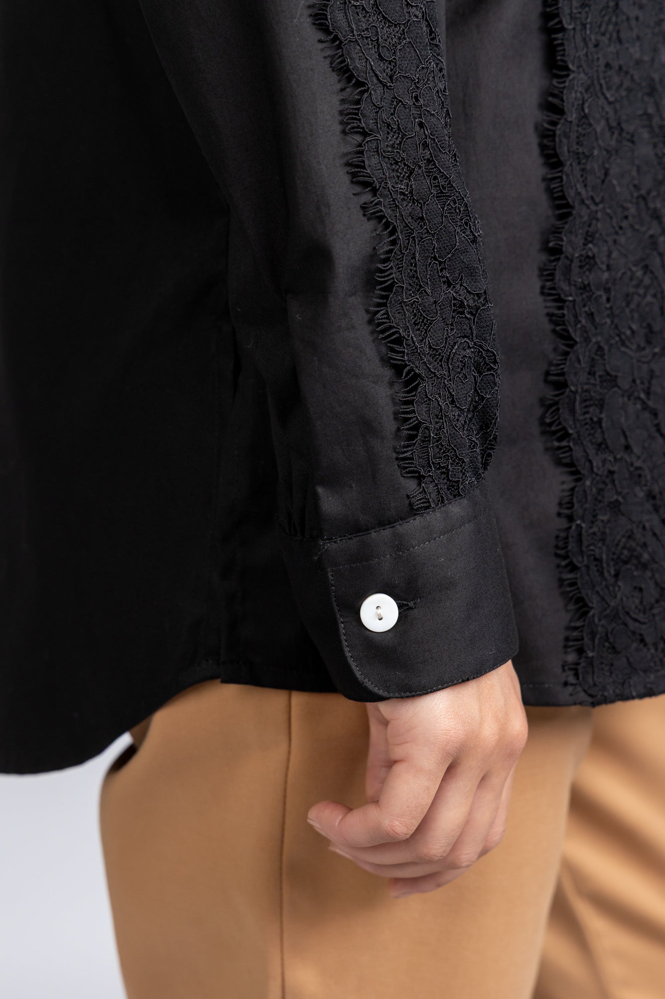 Black Poplin Lace Shirt